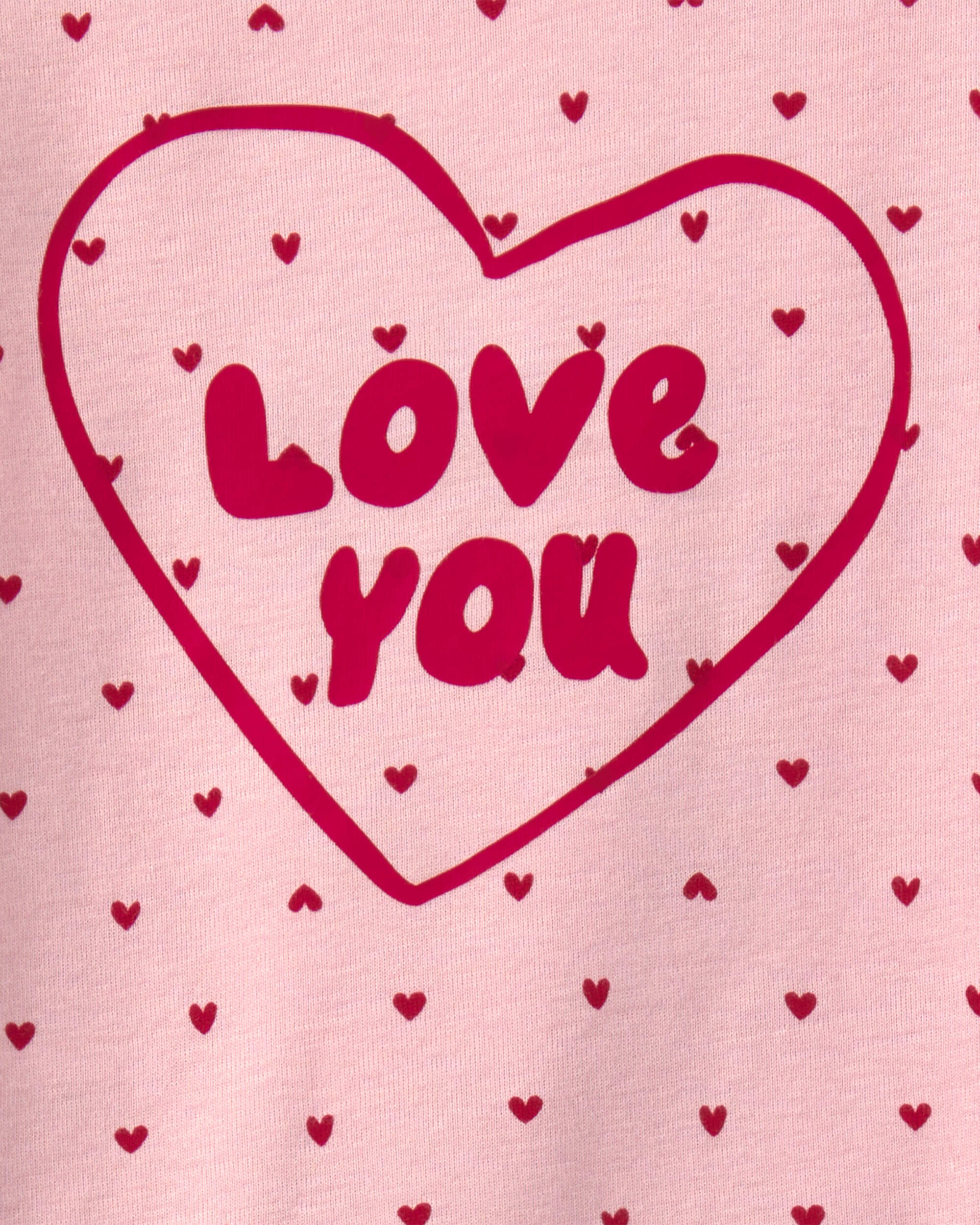 Toddler Girl Love You' Valentine's Day Cotton Snug Fit 4-Piece Pyjama Set - Pink