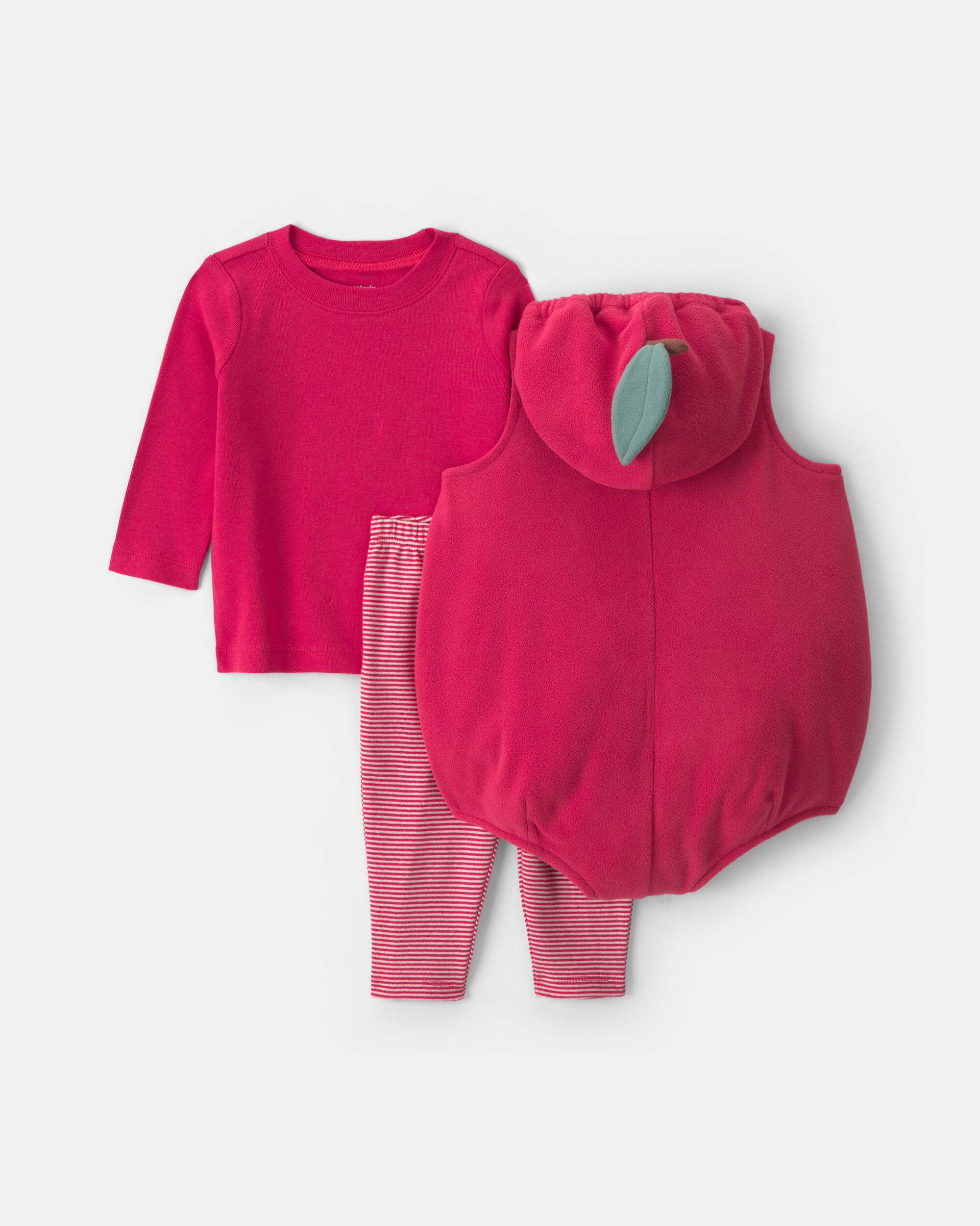 Baby 3-Piece Apple Halloween Long-Sleeve Costume - Red
