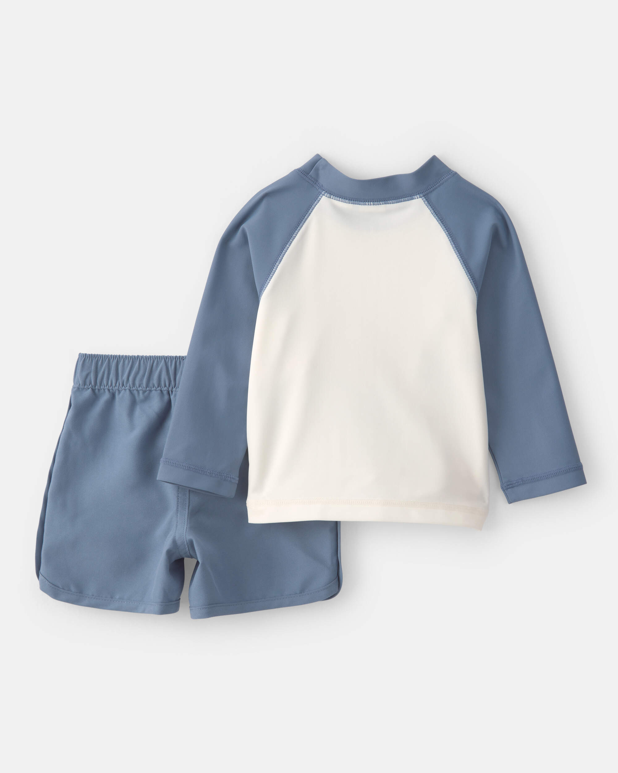 Baby Boy 3-Piece Palm Tree Solid Long-Sleeve Rashguard Swimsuit Set - White