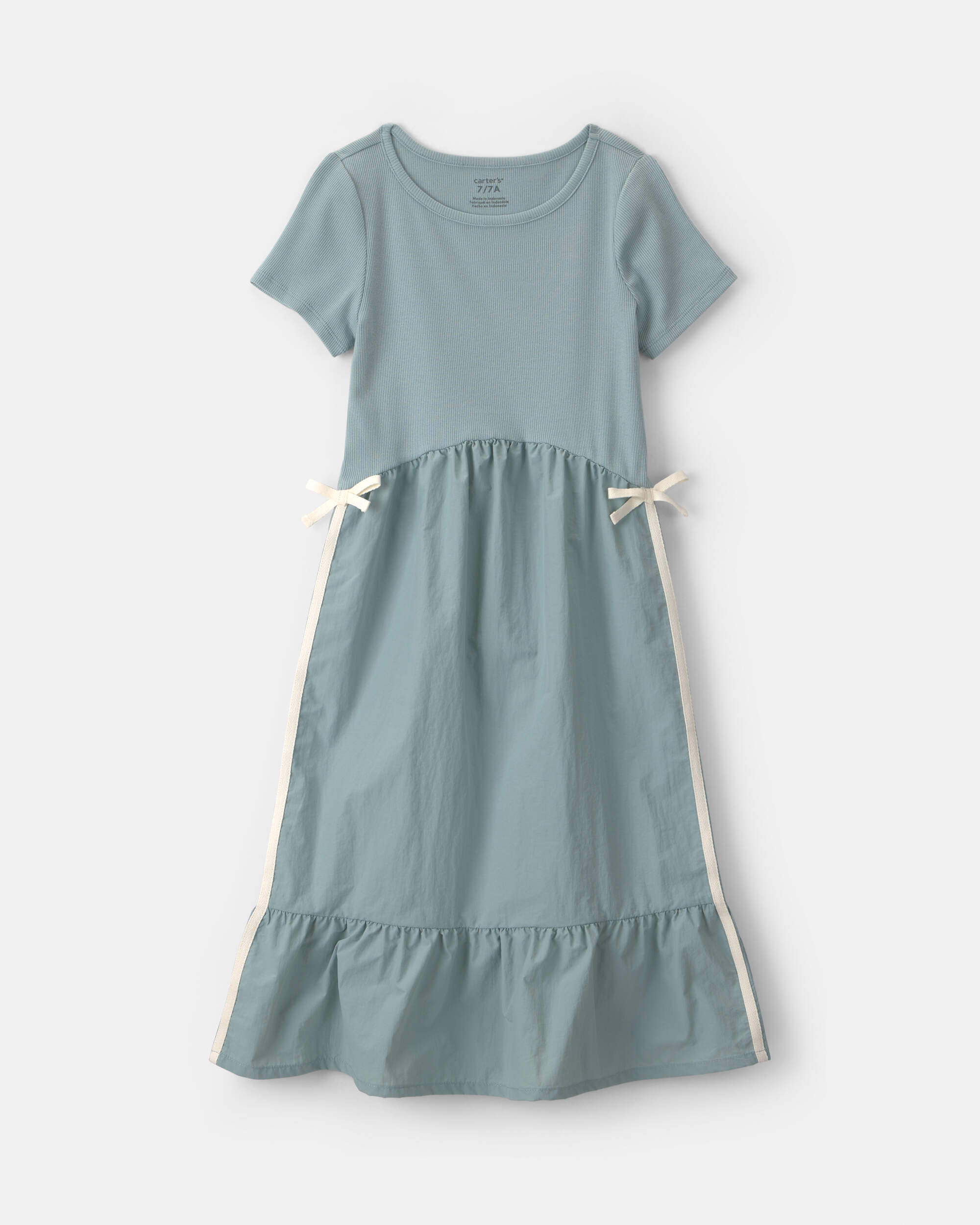 Girls Bow Midi Dress - Blue