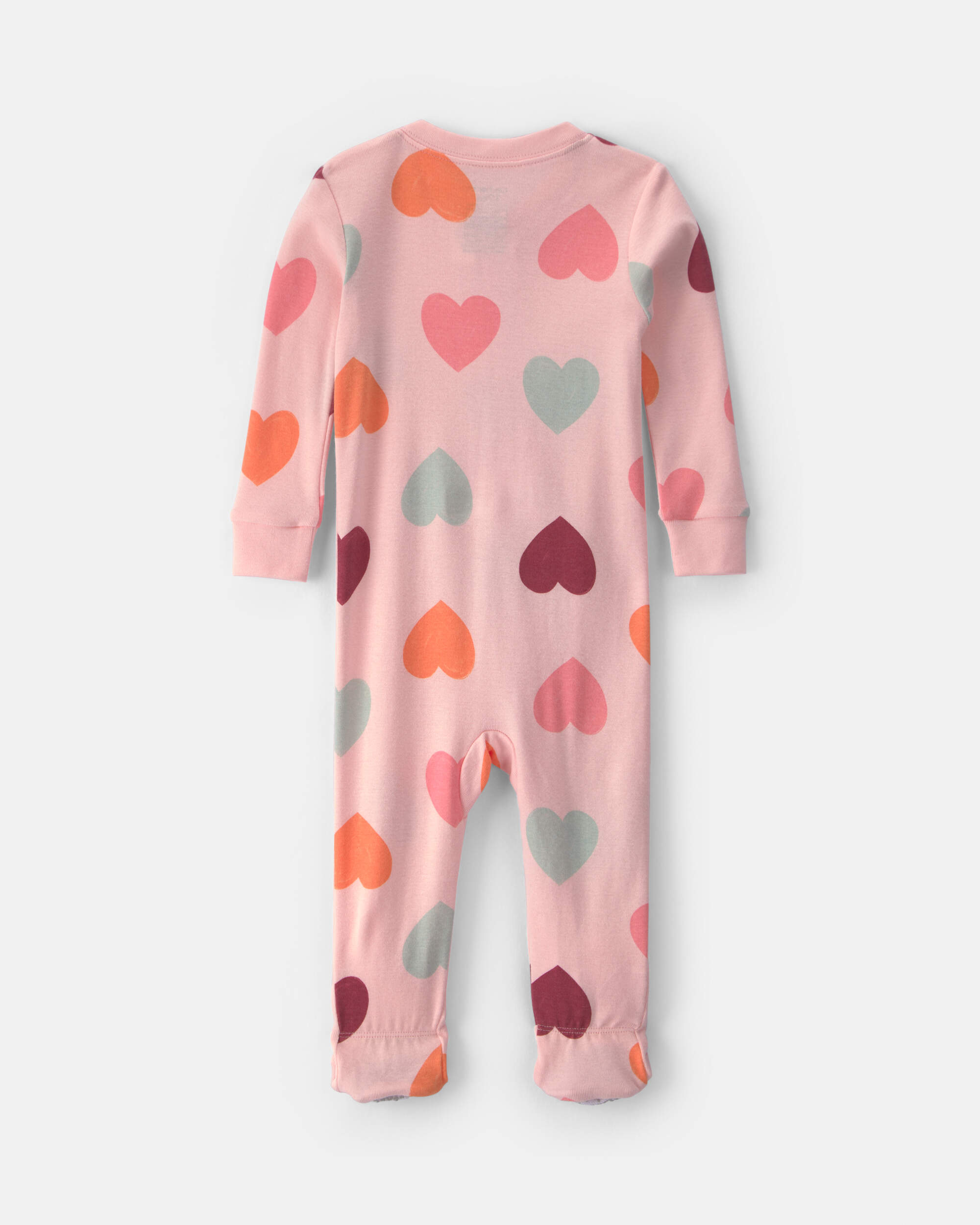 Baby Girl 1-Piece Heart 2-Way Zip 100% Cotton Snug Fit Pyjama - Pink