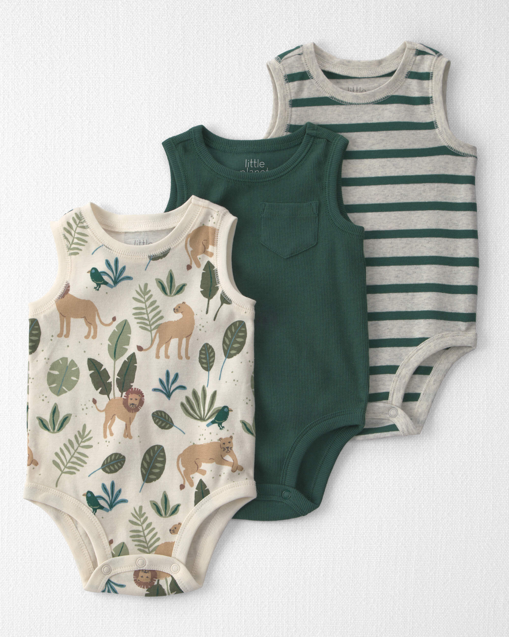Baby Boy 3-Pack Organic Cotton Bodysuits