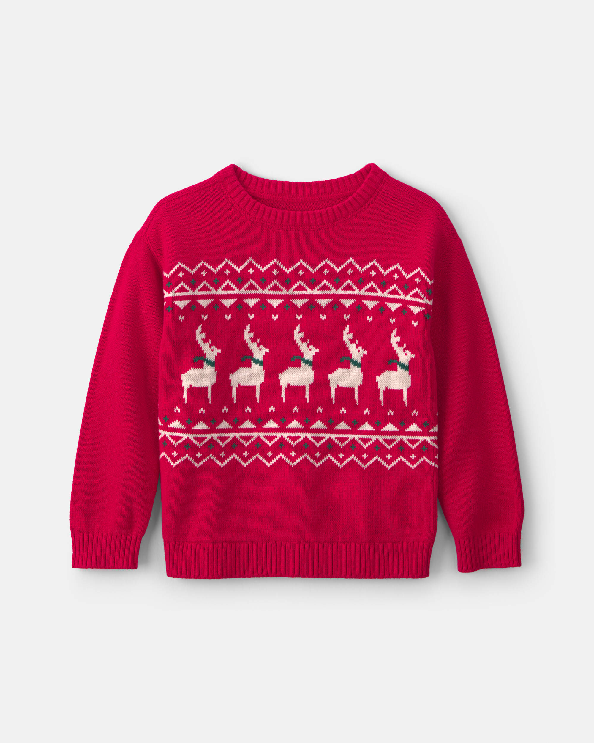 Kids Reindeer Fair Isle Sweater - Red