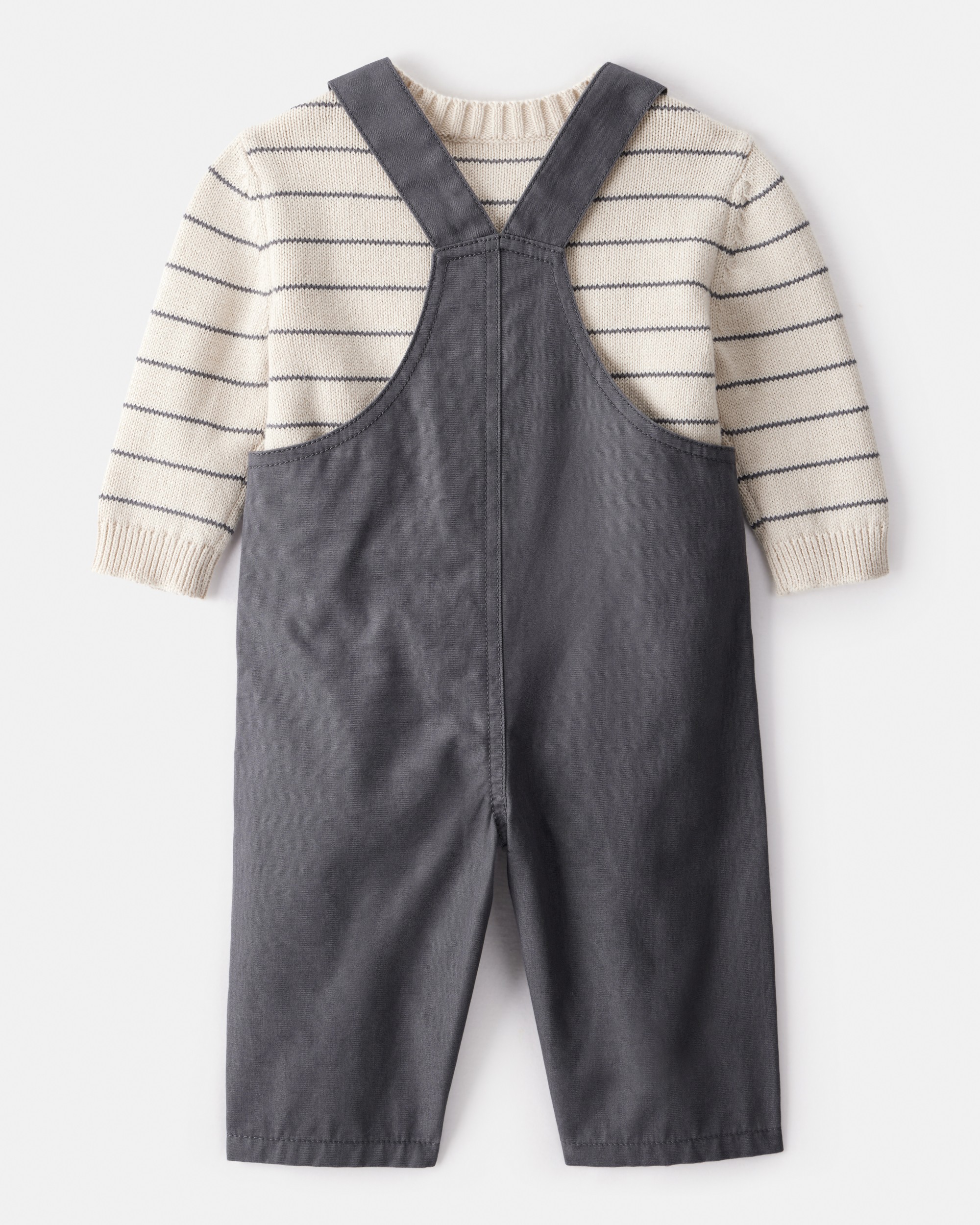 Baby Boy 2-Piece Stripe Sweater & Overall Set - Grey
