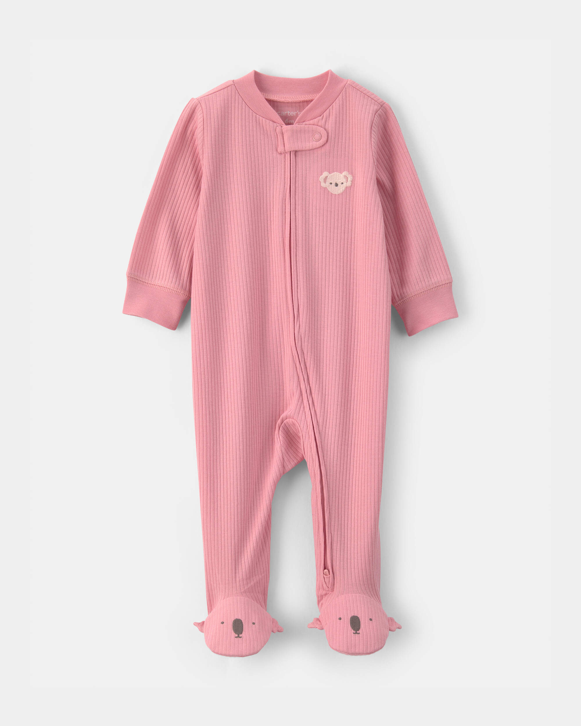 Baby Girl Koala 2-Way Zip Snug Fit Sleeper - Pink