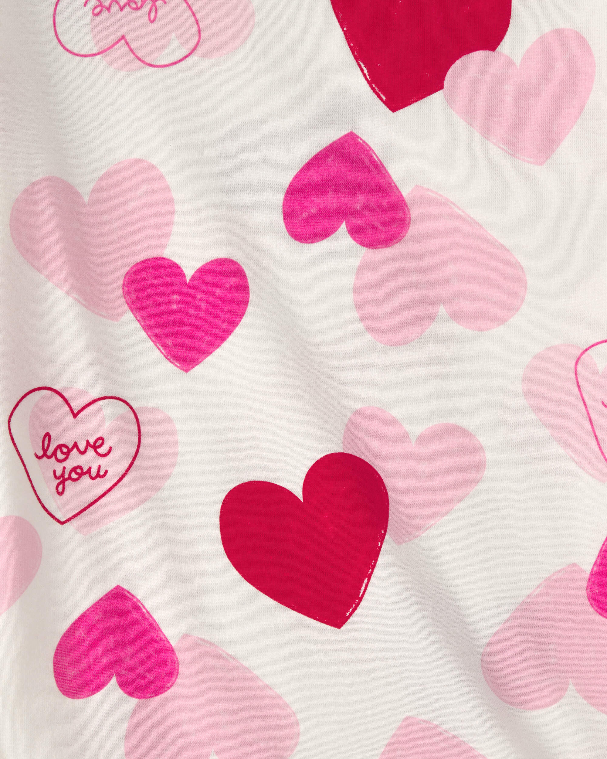 Girls Love You' Valentine's Day 100% Cotton 4-Piece Pyjama Set - Pink
