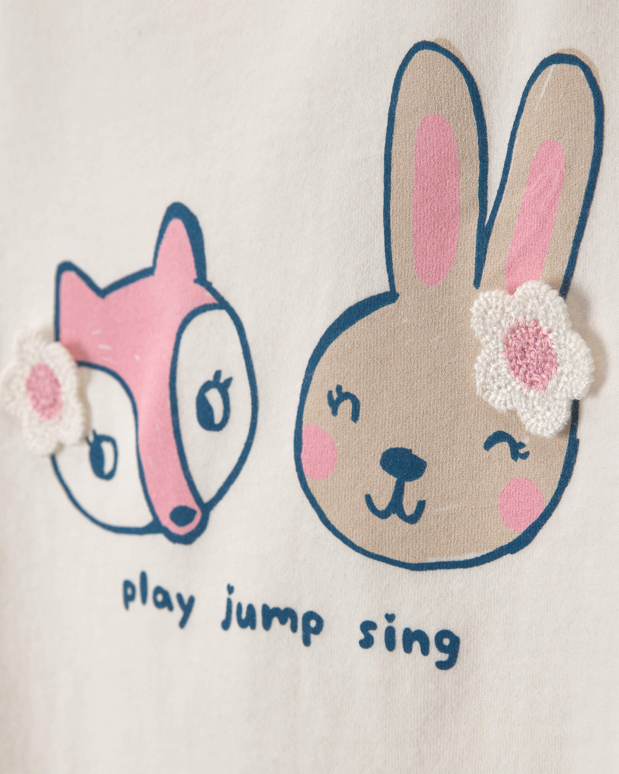 Toddler Girl 'Play Jump Sing' Fox & Bunny Long-Sleeve Top - Cream