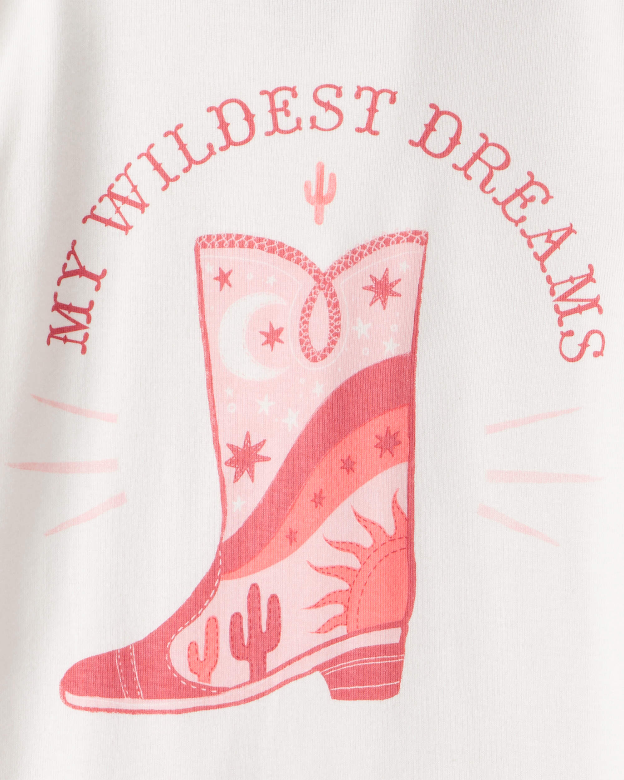 Girls Cowgirl Print 100% Cotton Long-Sleeve Snug Fit 4-Piece Pyjamas - Pink