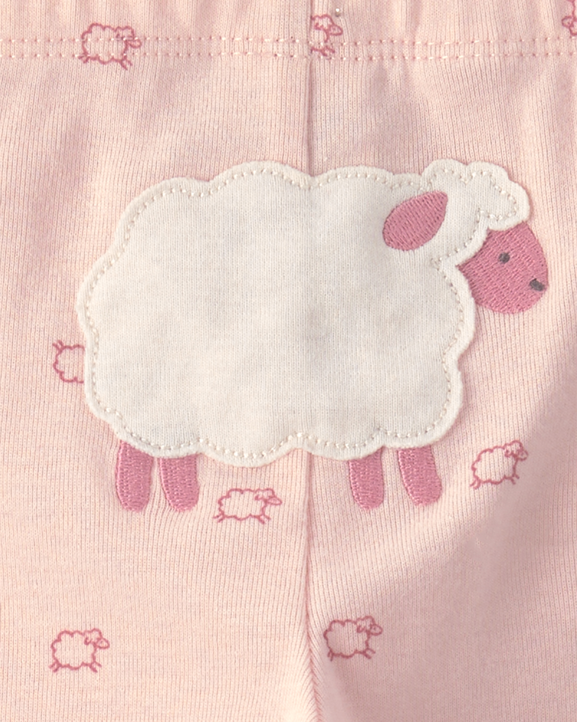 Baby Girl 3-Piece Sheep Long-Sleeve Bodysuit & Pant Set - Pink/Cream