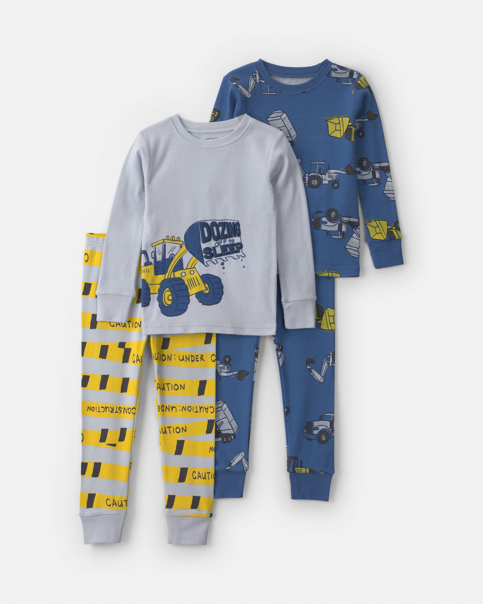 Toddler Boy 4-Piece Construction 100% Cotton Snug Fit Pyjama Set - Blue/Green