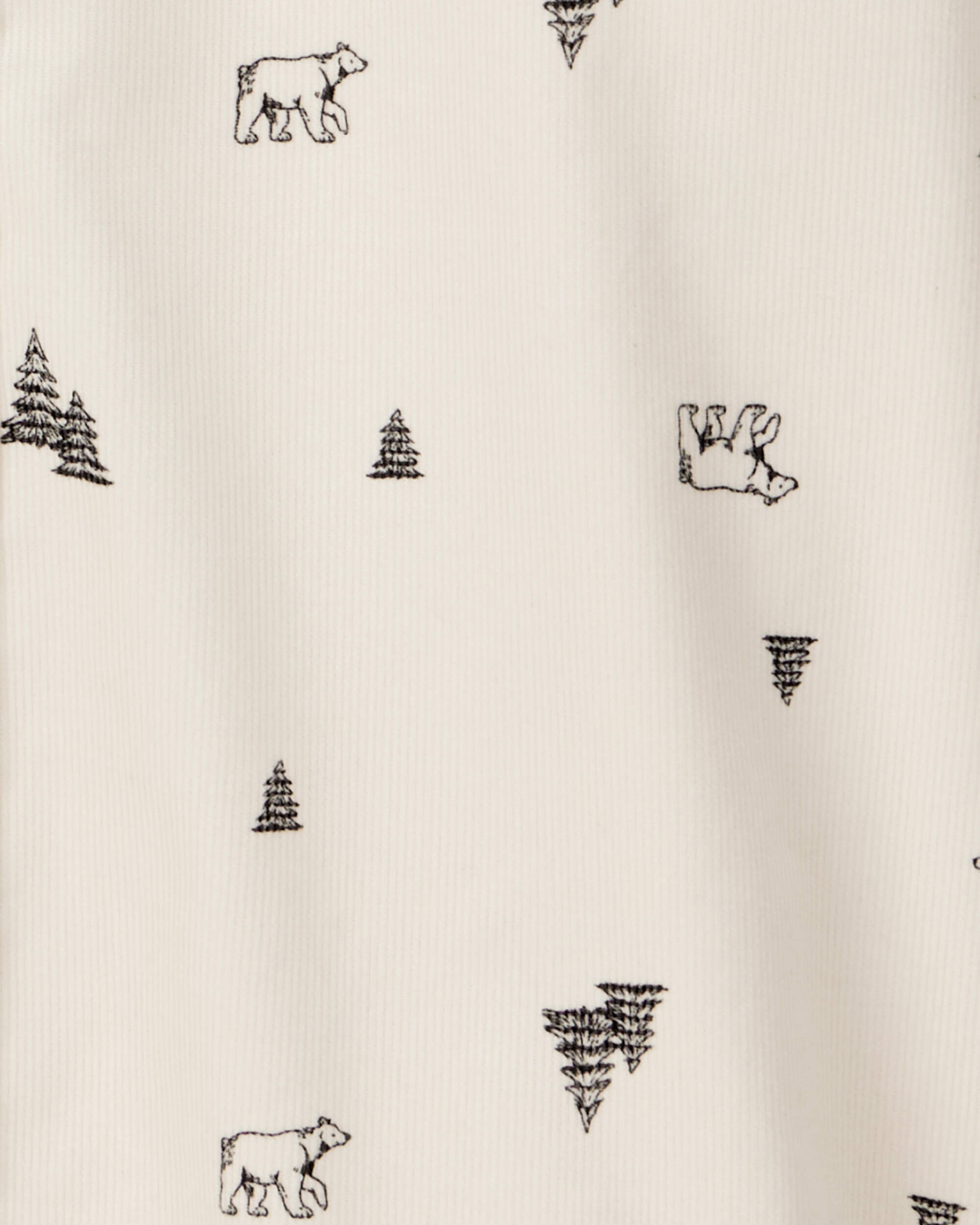 Boys Christmas Print Corduroy Long-Sleeve Button-Down Shirt - Ivory