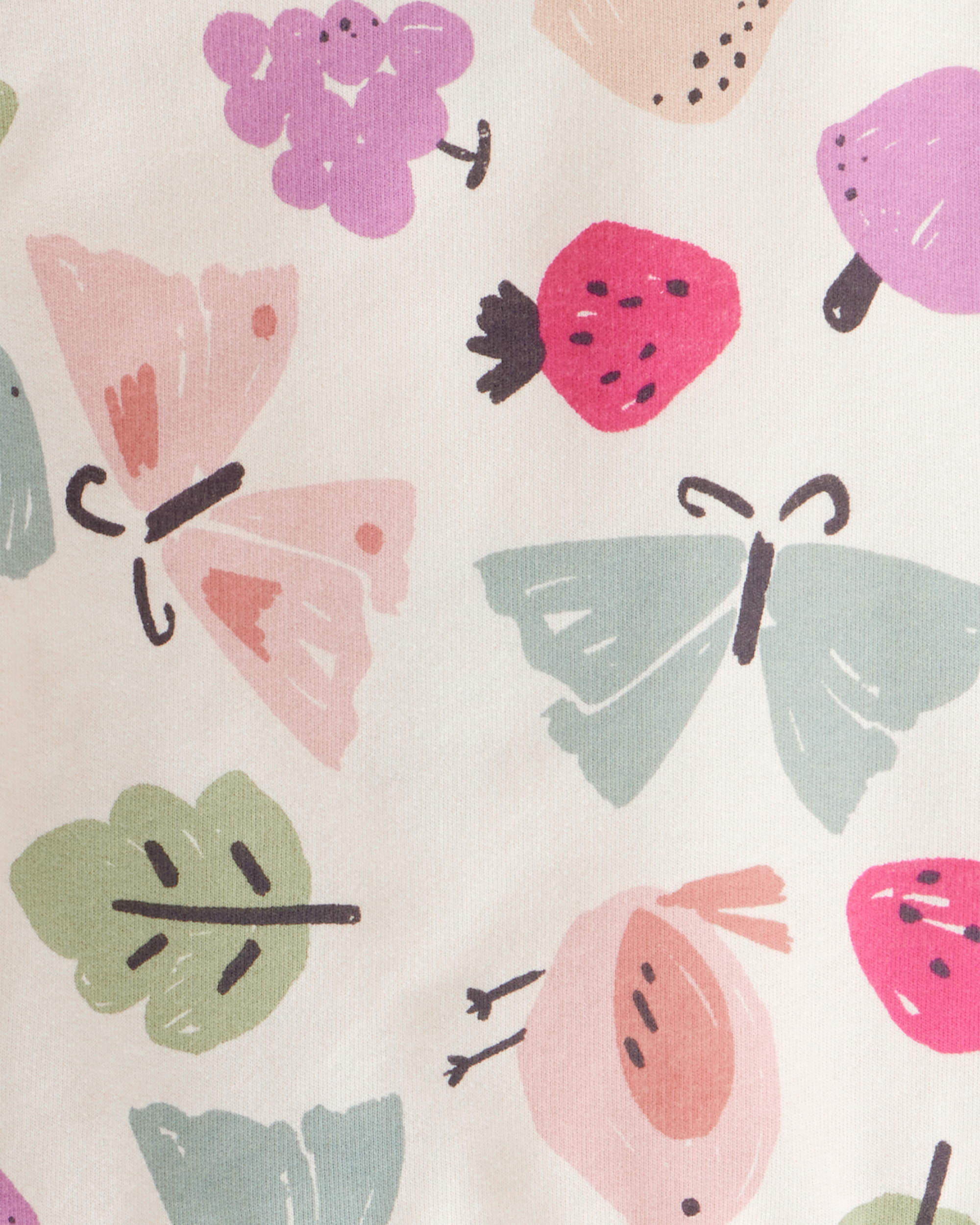 Toddler Girl Butterfly Long-Sleeve Cotton Tee & Pant Set - Ivory