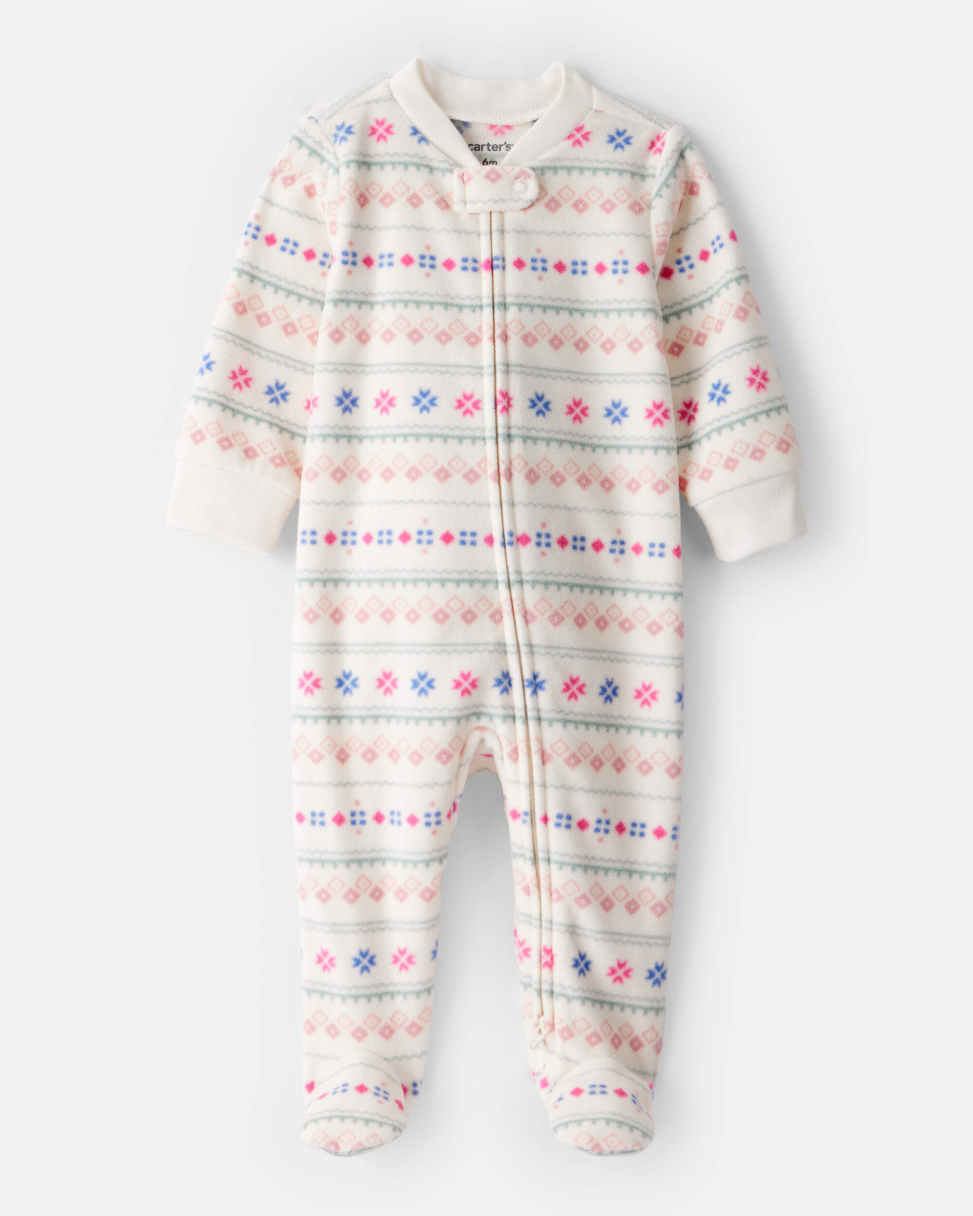 Baby Girl Fair Isle Fleece Long-Sleeve Loose Fit Sleeper
