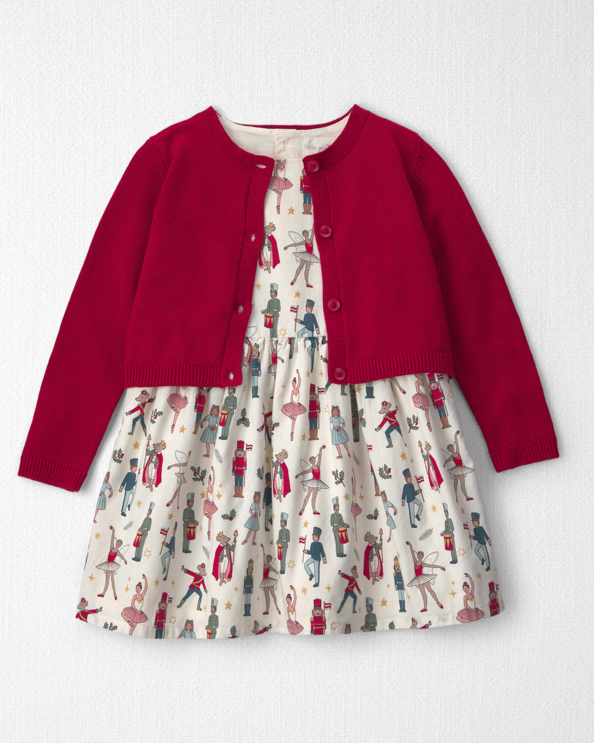Toddler Girl 2-Piece Organic Cotton Cardigan Dress Set Nutcracker