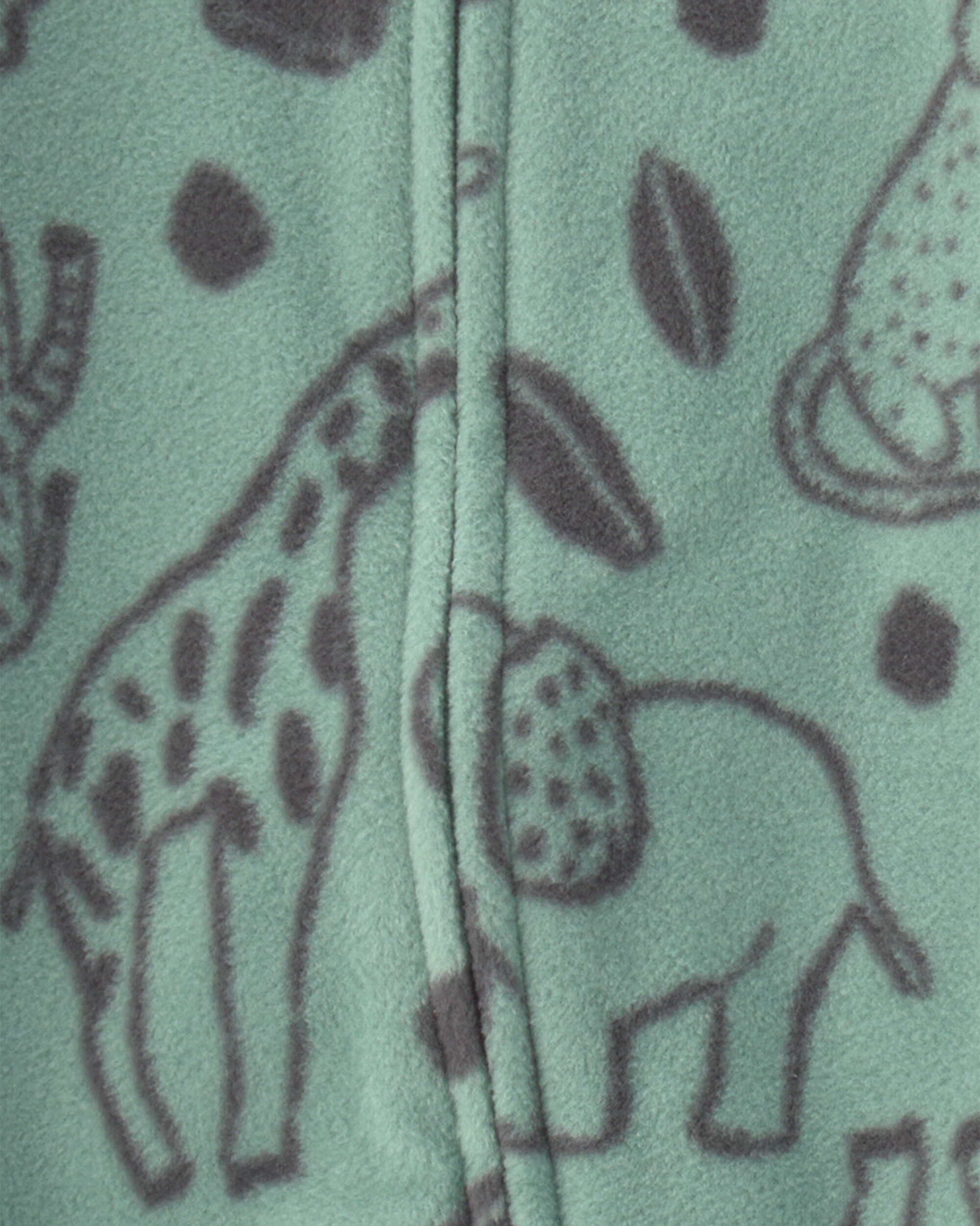 Baby Boy 2-Pack Safari Animals Striped Fleece 2-Way Zip Sleepers- Green/Grey