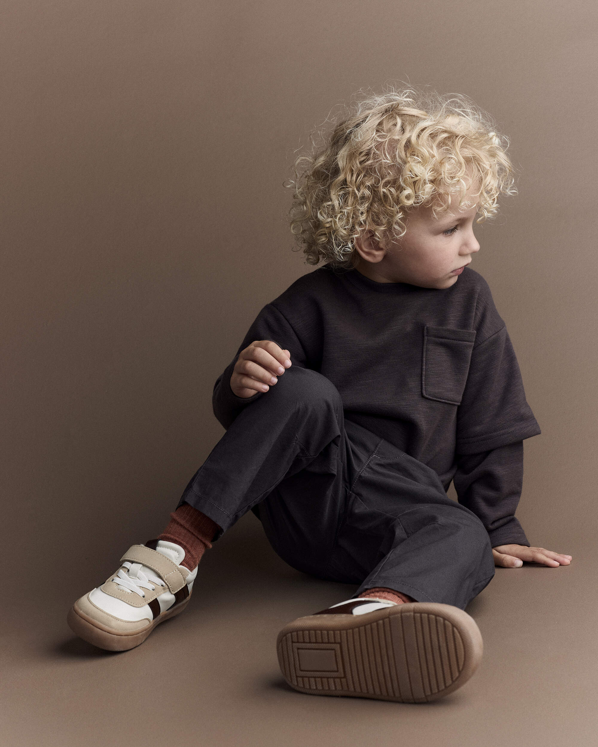 Toddler Boy Long-Sleeve Pocket Tee - Dark Grey