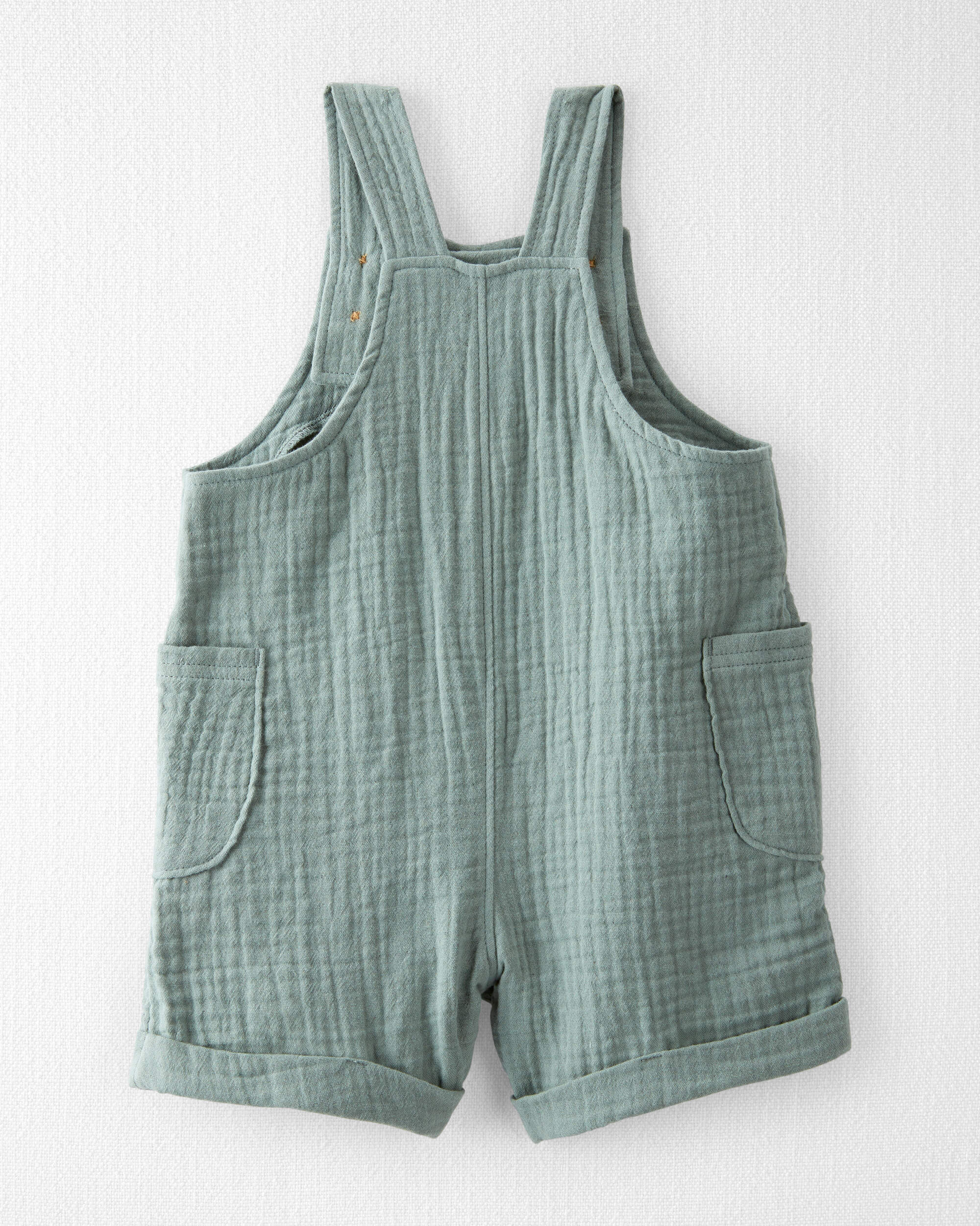 Baby Organic Cotton Gauze Shortalls Green