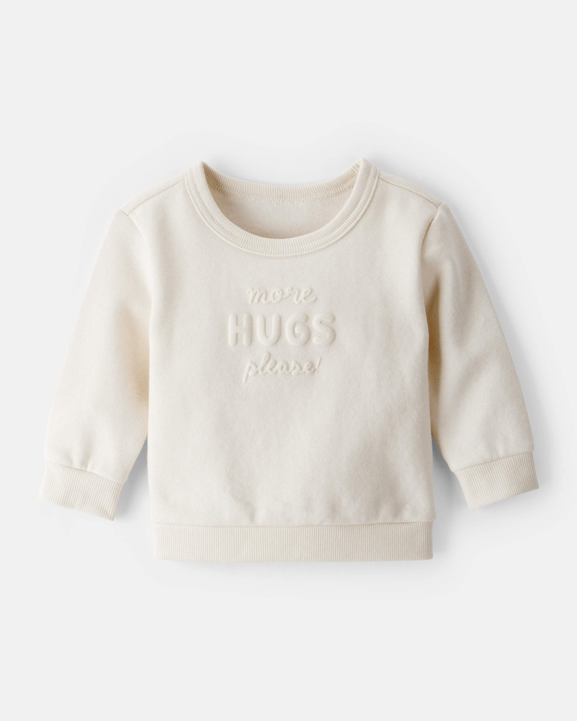 Baby Girl Hugs Fleece Pullover Sweatshirt - Cream