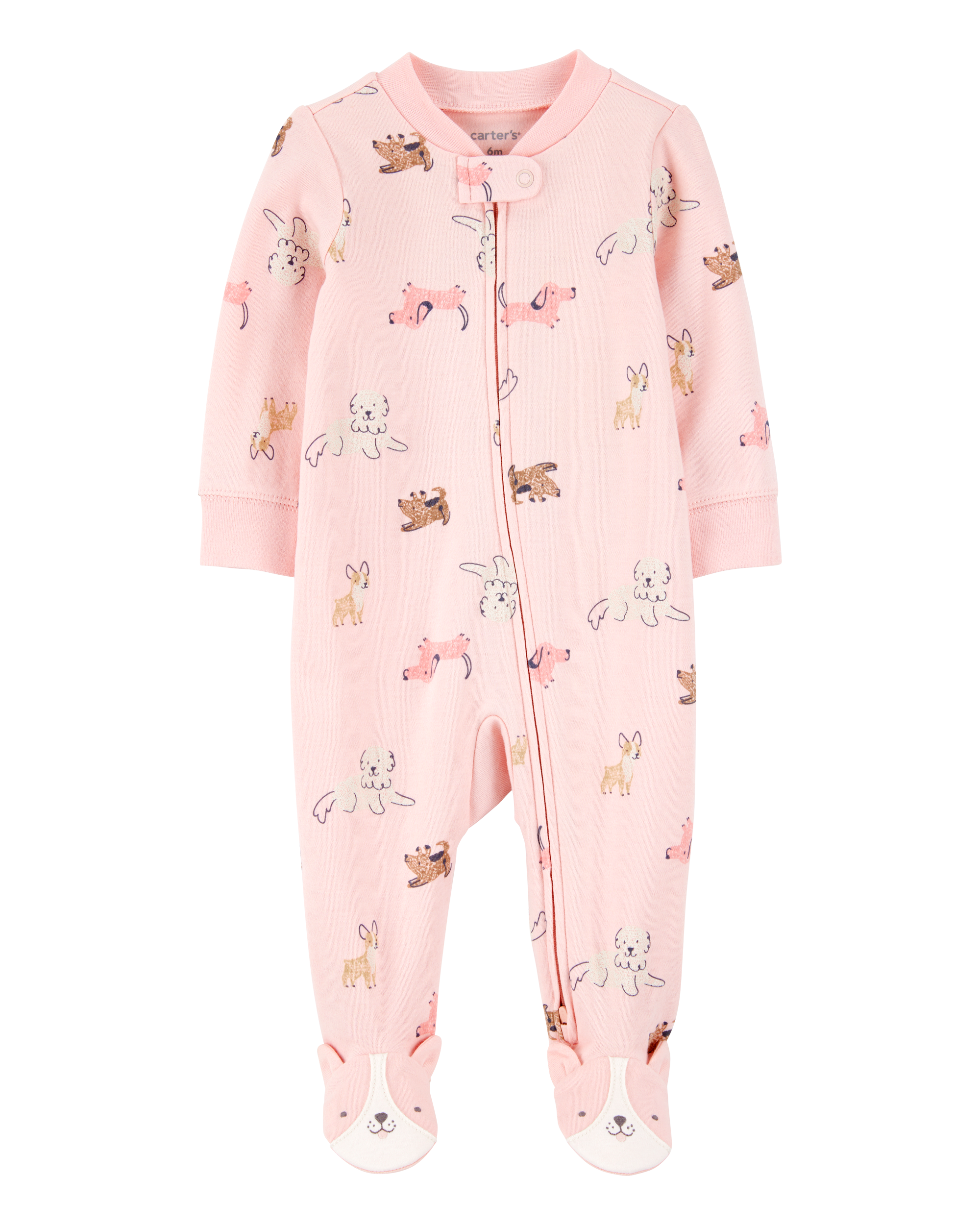 Baby Dog Print 2-Way Zip Cotton Sleeper pyjamas