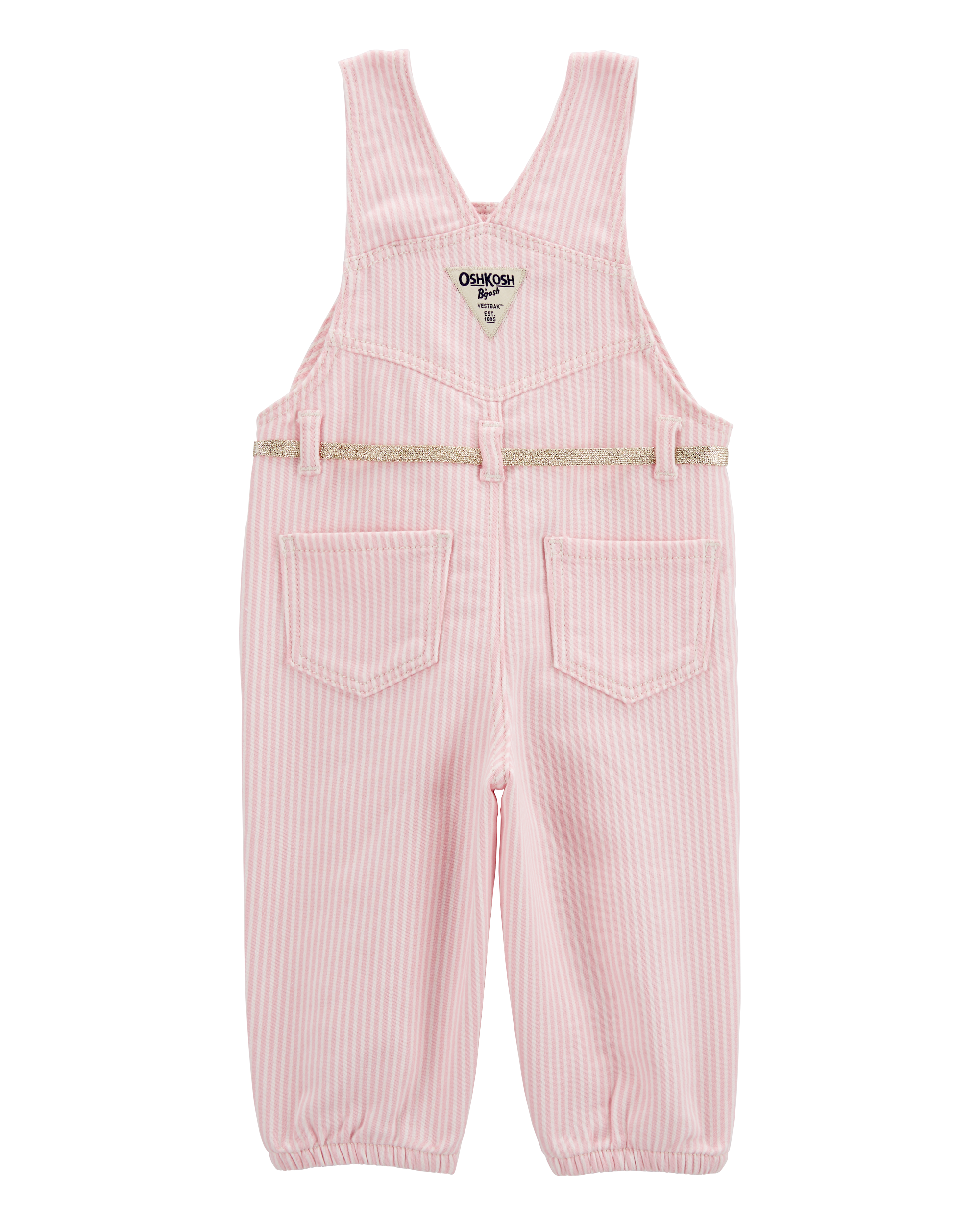 Baby Knit Denim Hickory Stripe Overalls - Pink | Carter's Oshkosh