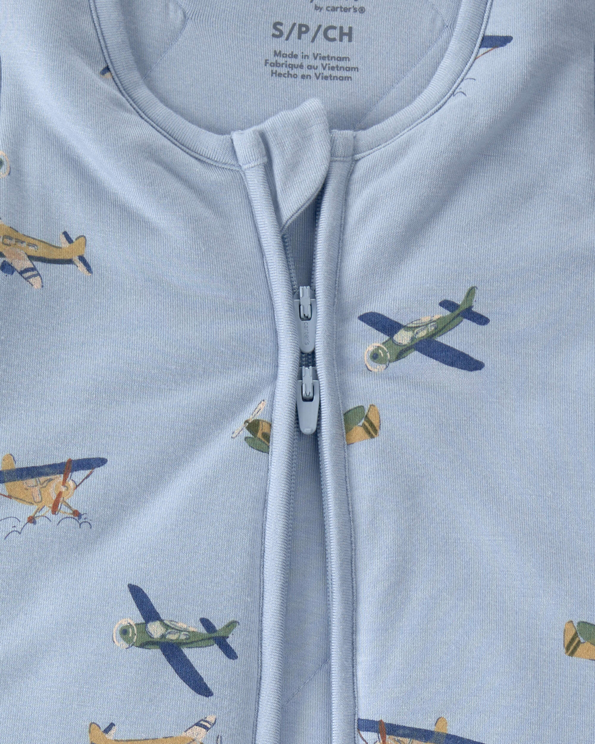 Baby Boy Plane 2-Way Zip Wearable Blanket - Blue