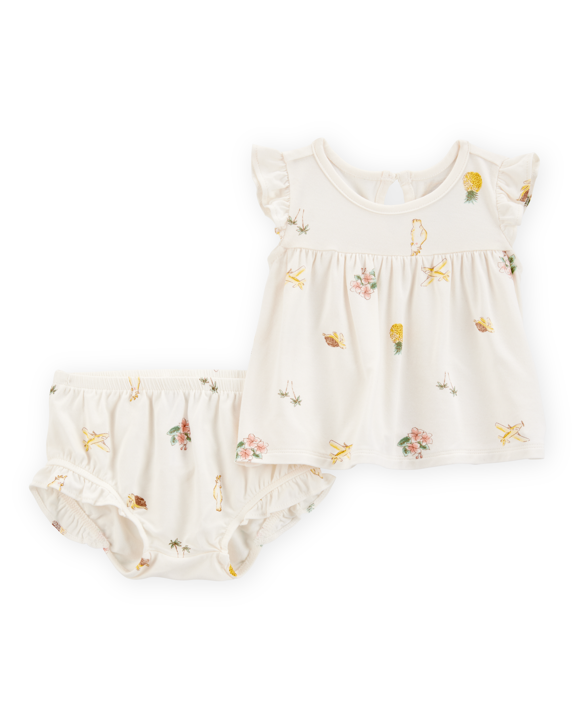 Baby 2-Piece Tropical Print PurelySoft Outfit Set - Ivory