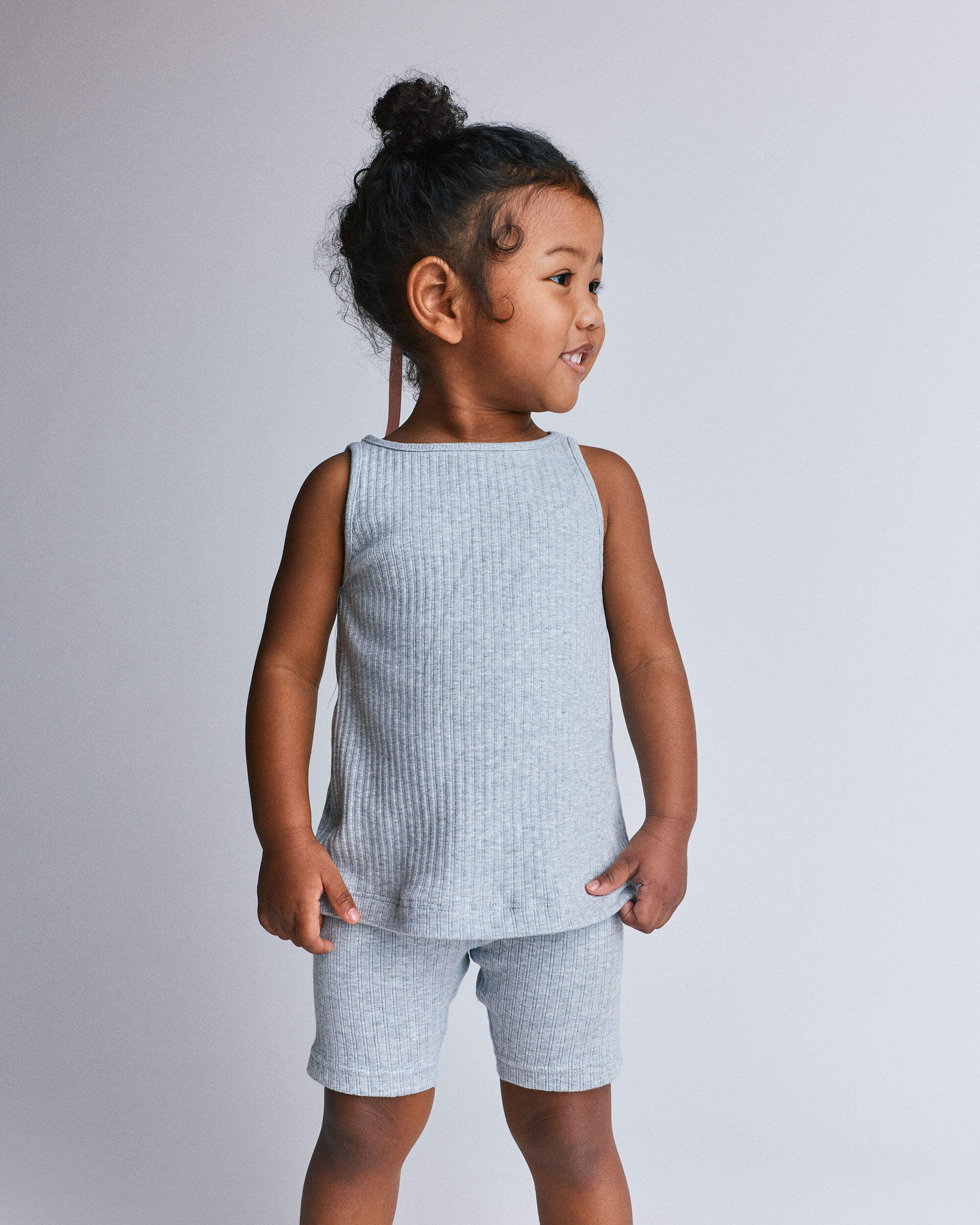 Toddler Girl Ribbed Playtime Tank - Heather Grey