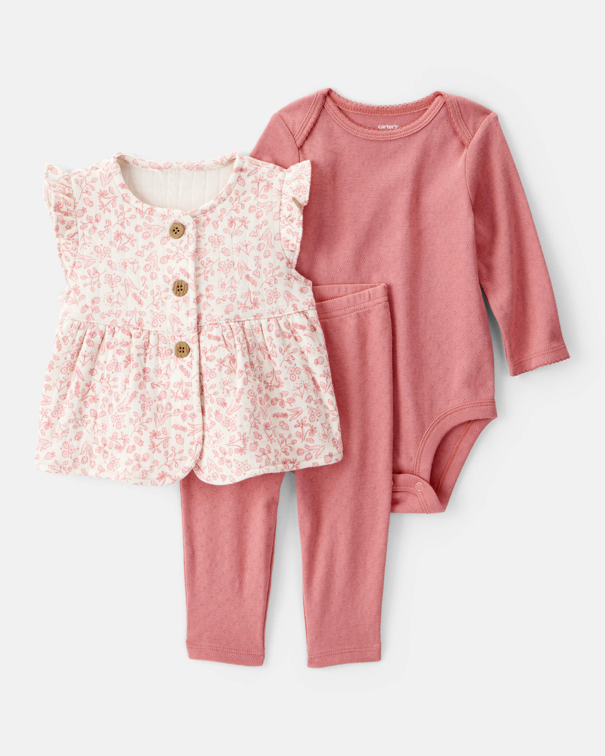 Baby 3-Piece Floral Little Vest Set