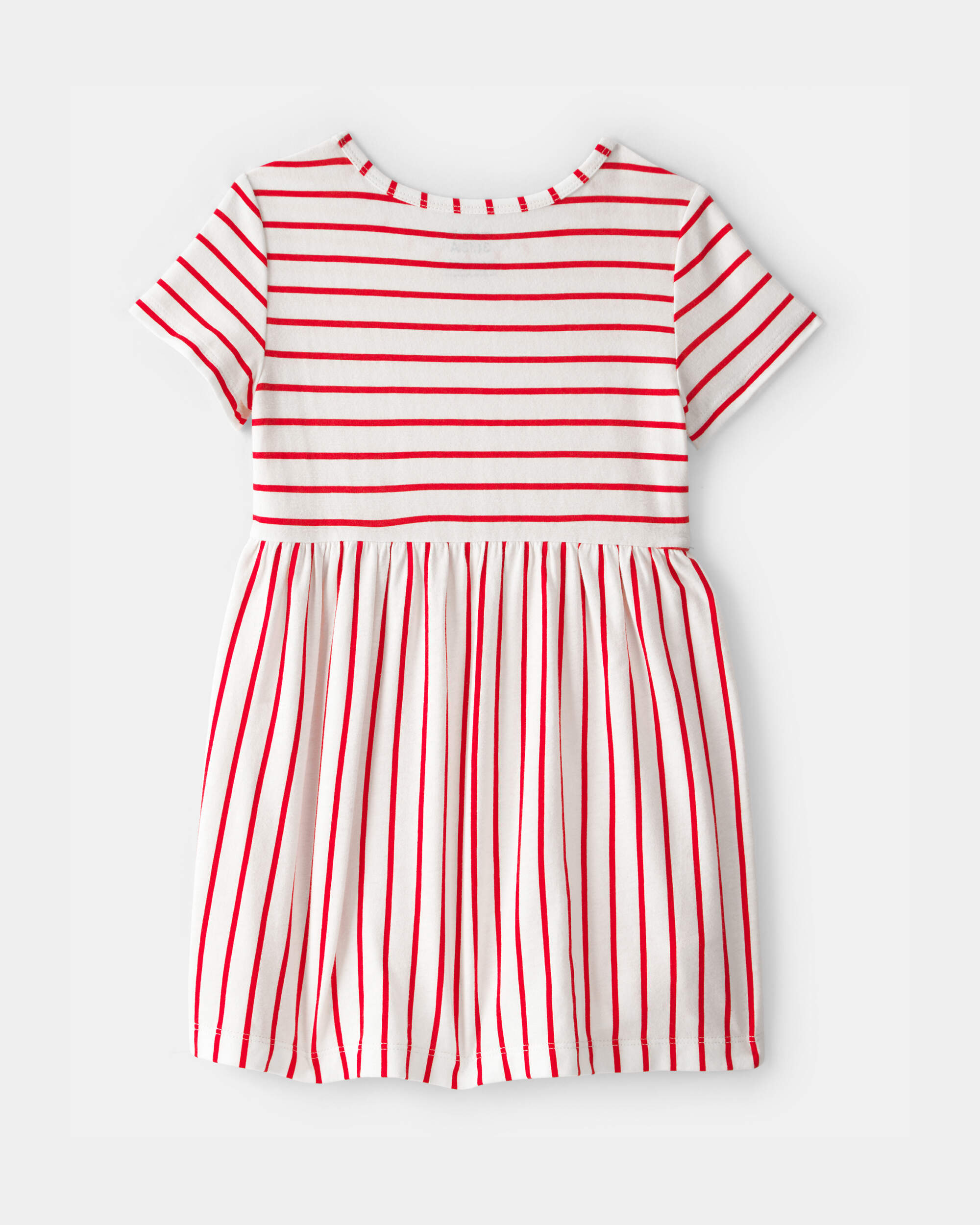 Toddler Girl Striped Short-Sleeve Dress - Red/Ivory