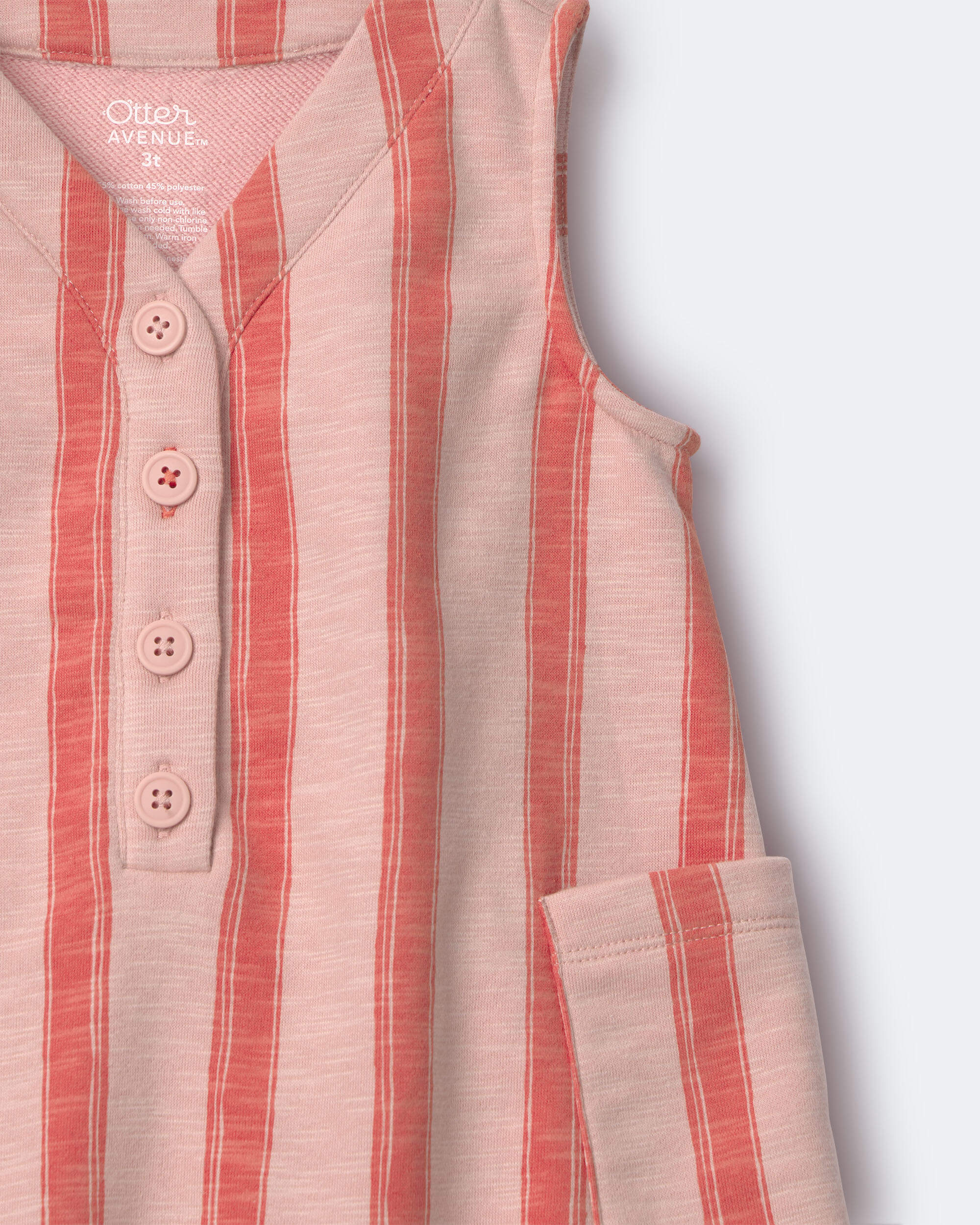 Toddler Girl Striped Pocket Dress - Orange