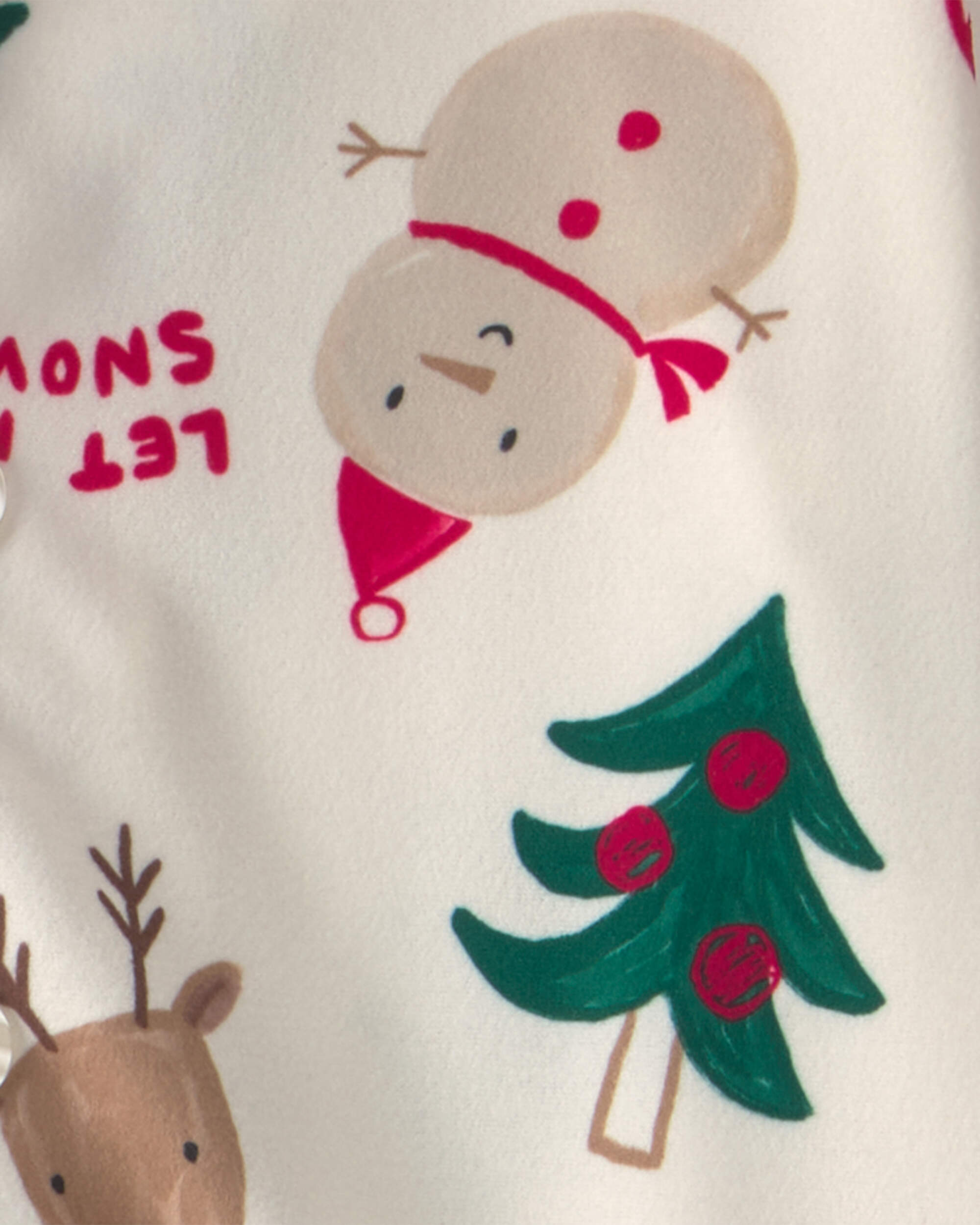 Toddler 2-Piece Christmas Icon Fleece Loose Fit Pyjama Set - Cream