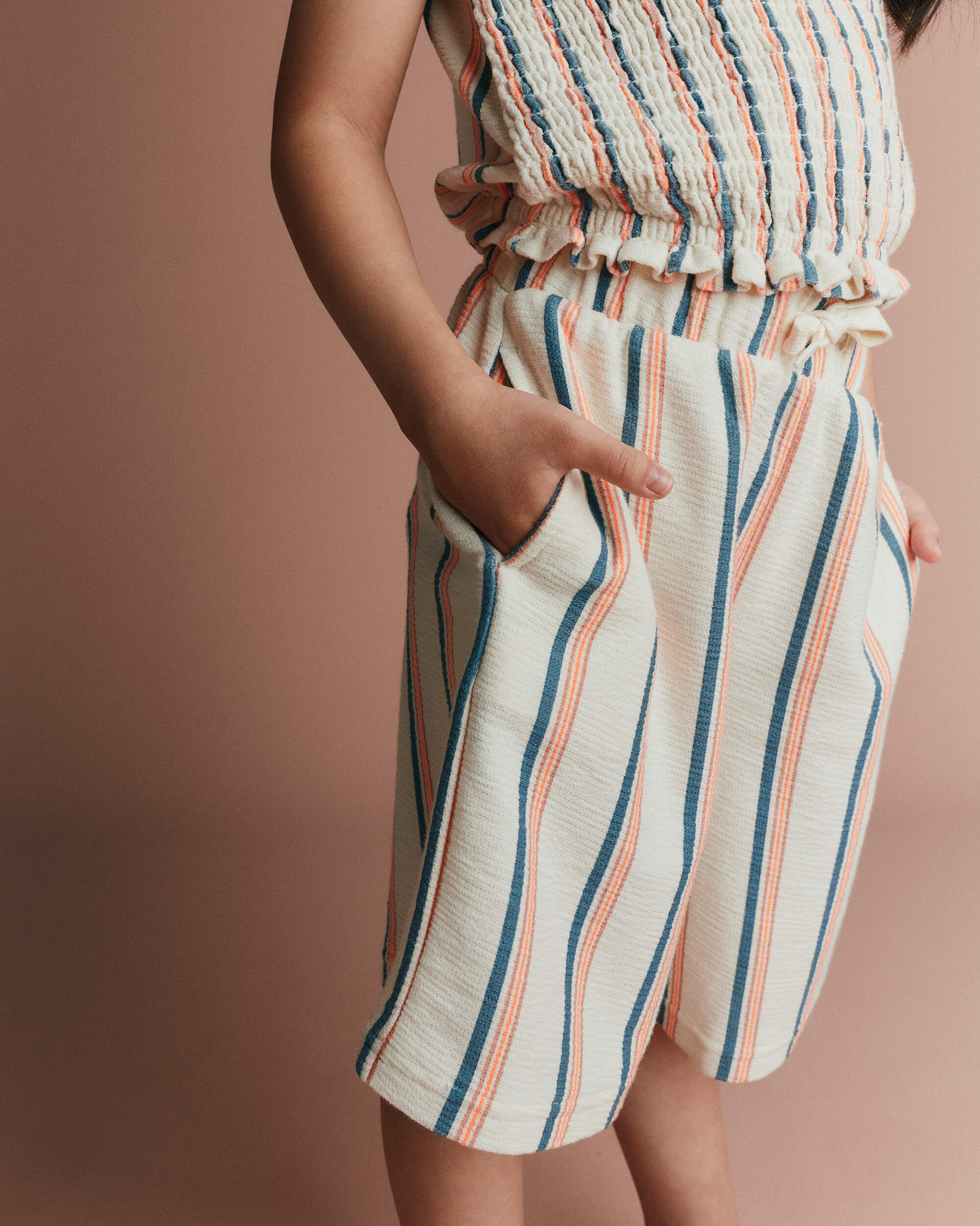 Toddler Girl Wide-Leg Capri Pant Stripes - Cream