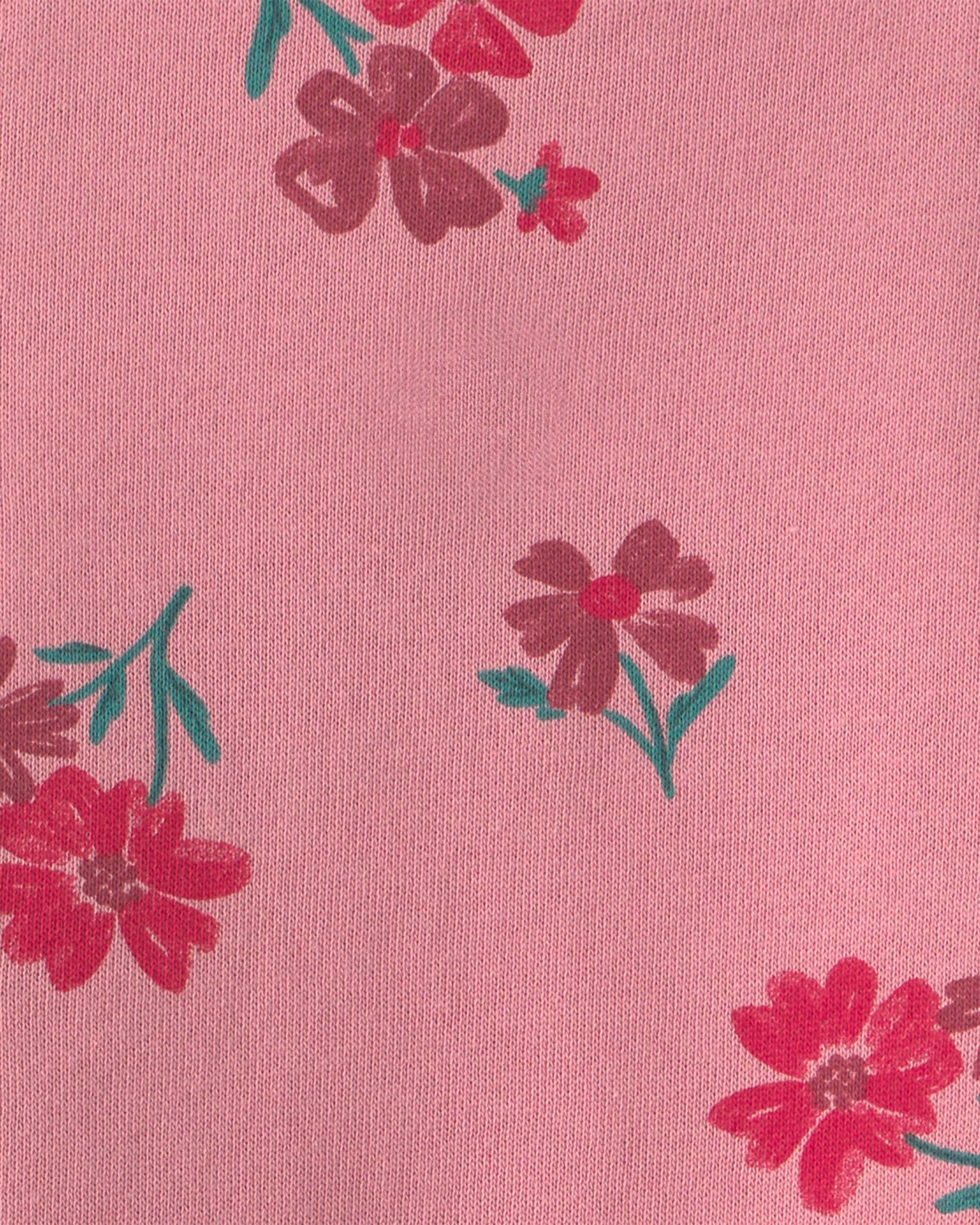 Baby Girl Floral French Terry Long-Sleeve Dress Set - Pink/Cream