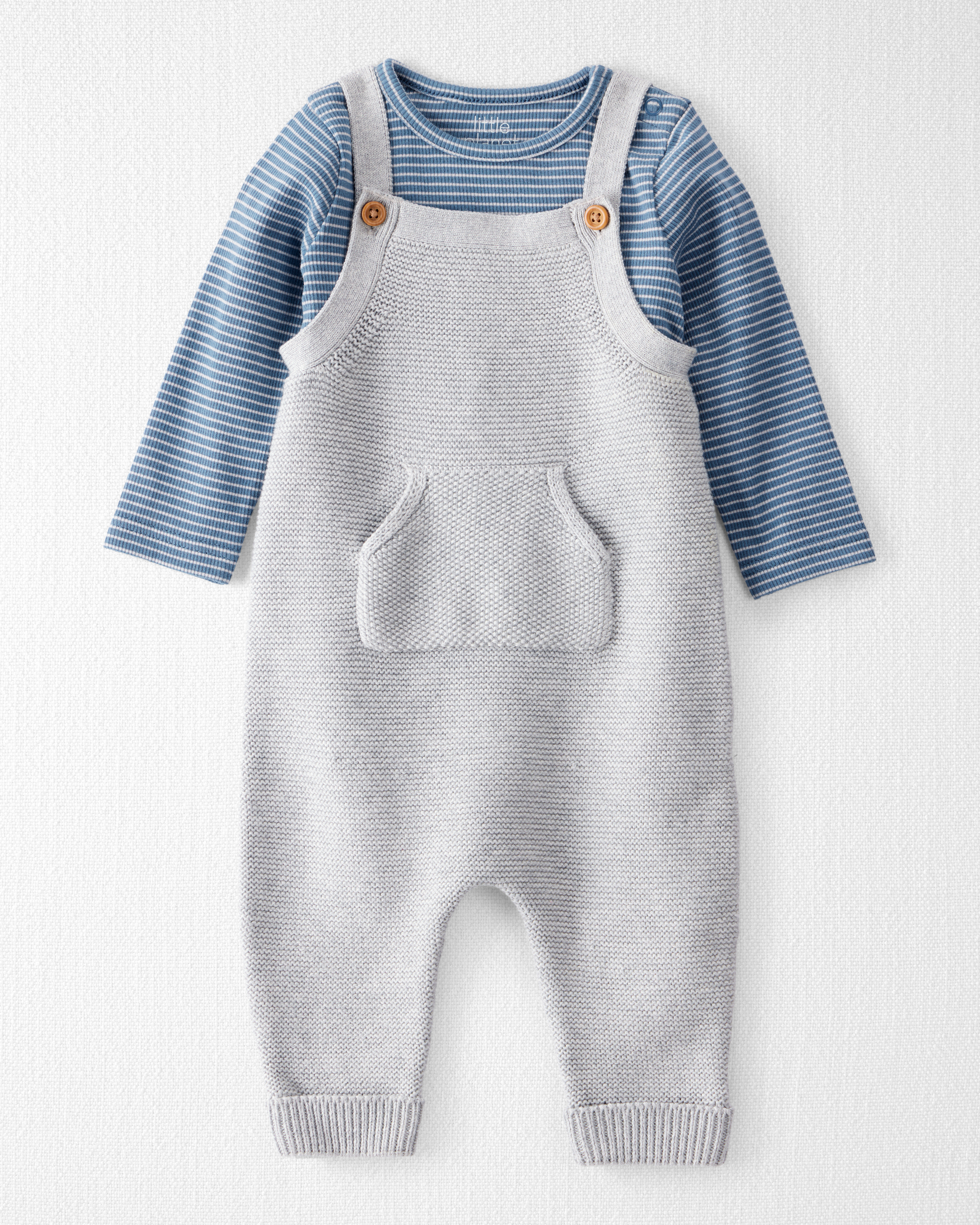 Baby Boy 2-Piece Organic Cotton Overall Set - Blue