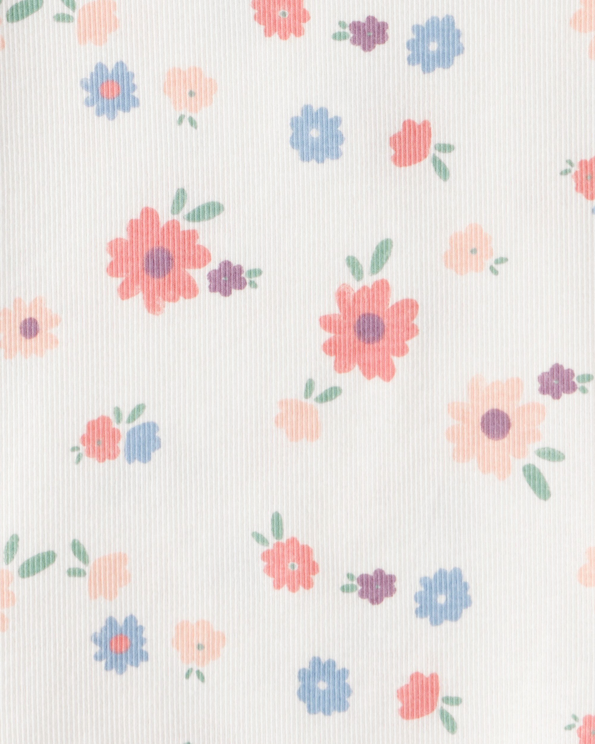 Toddler Girl Floral Cotton Ruffle Long-Sleeve Top - White