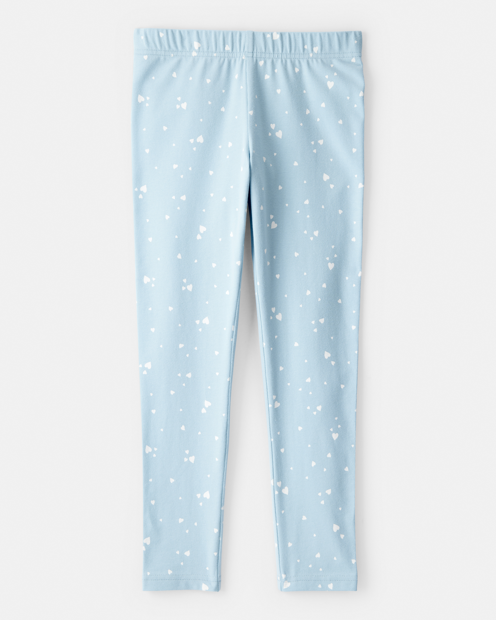 Girls Heart Print Pull-On Stretch Leggings - Blue