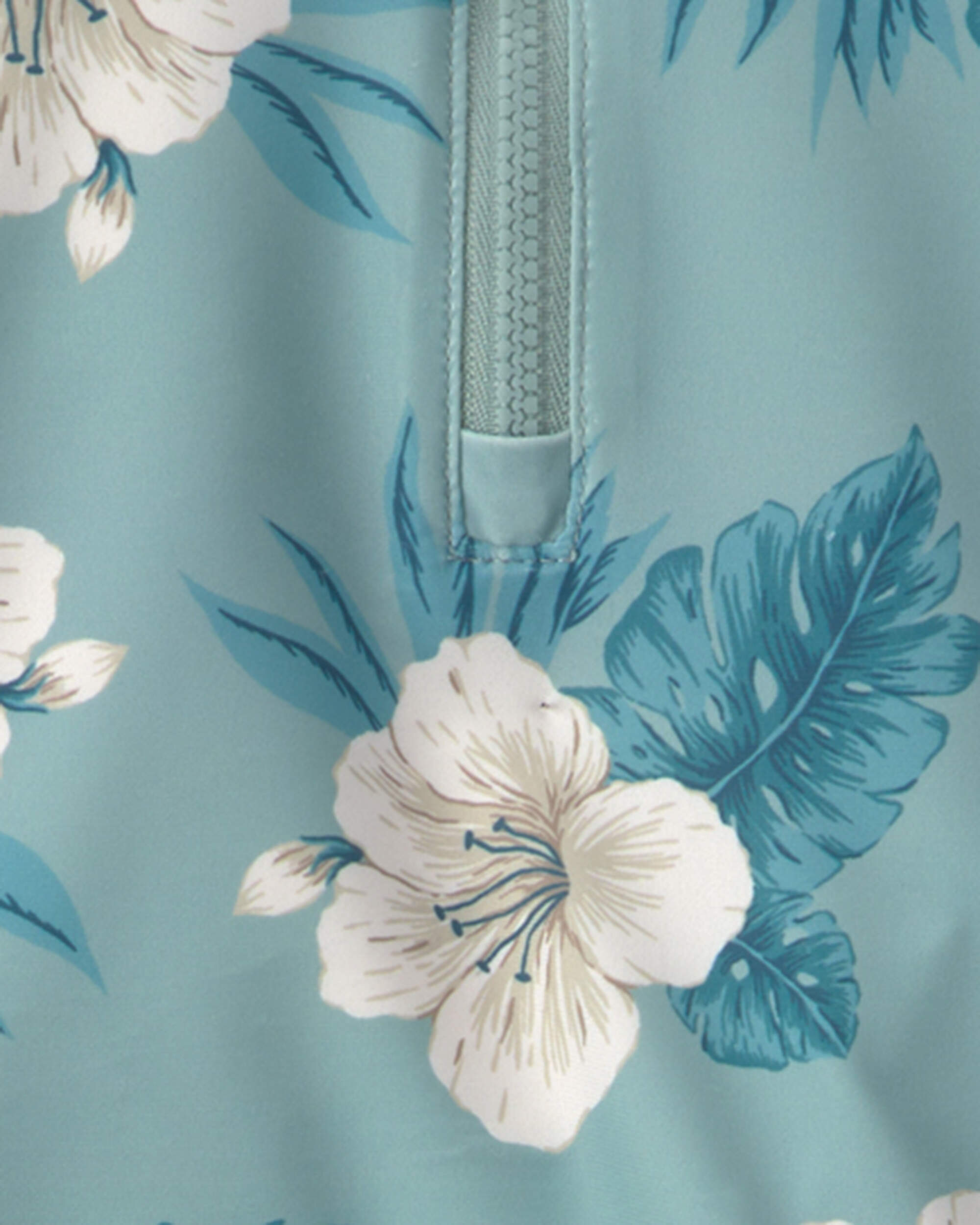 Toddler Girl 2-Piece Recycled Rashguard Swimsuit Set Blue Hibiscus