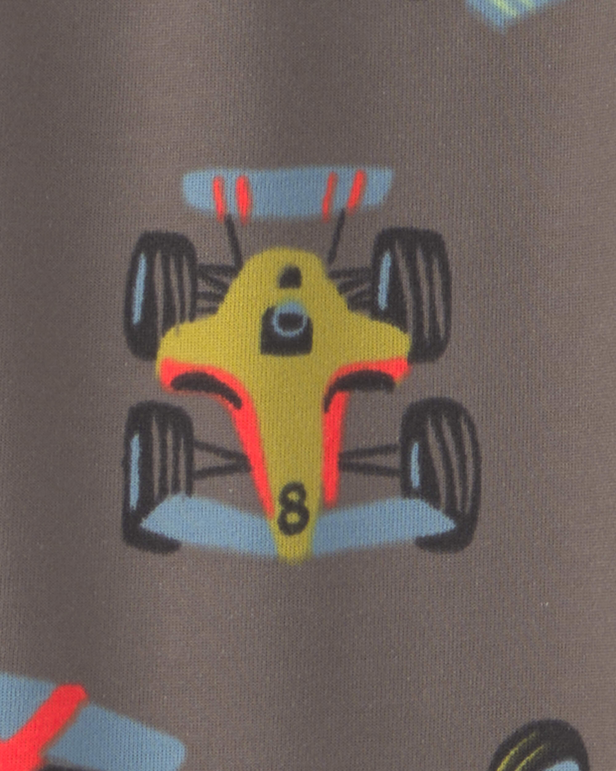 Boys 2-Piece Race Car Fleece Loose Fit Pyjama Set - Grey/Green