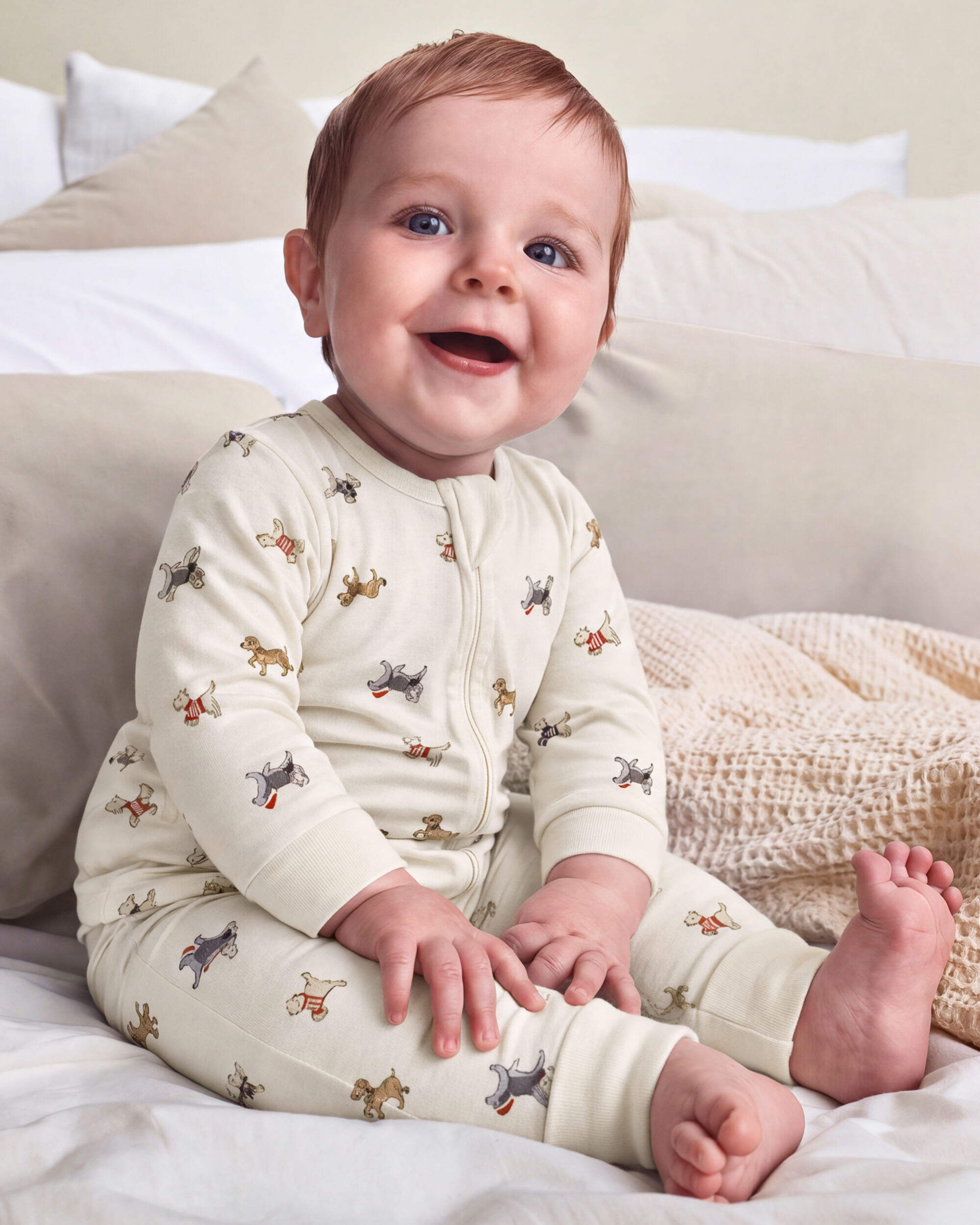 Baby Dog PurelySoft™ 2-Way Zip Sleep & Play Pyjamas - Cream