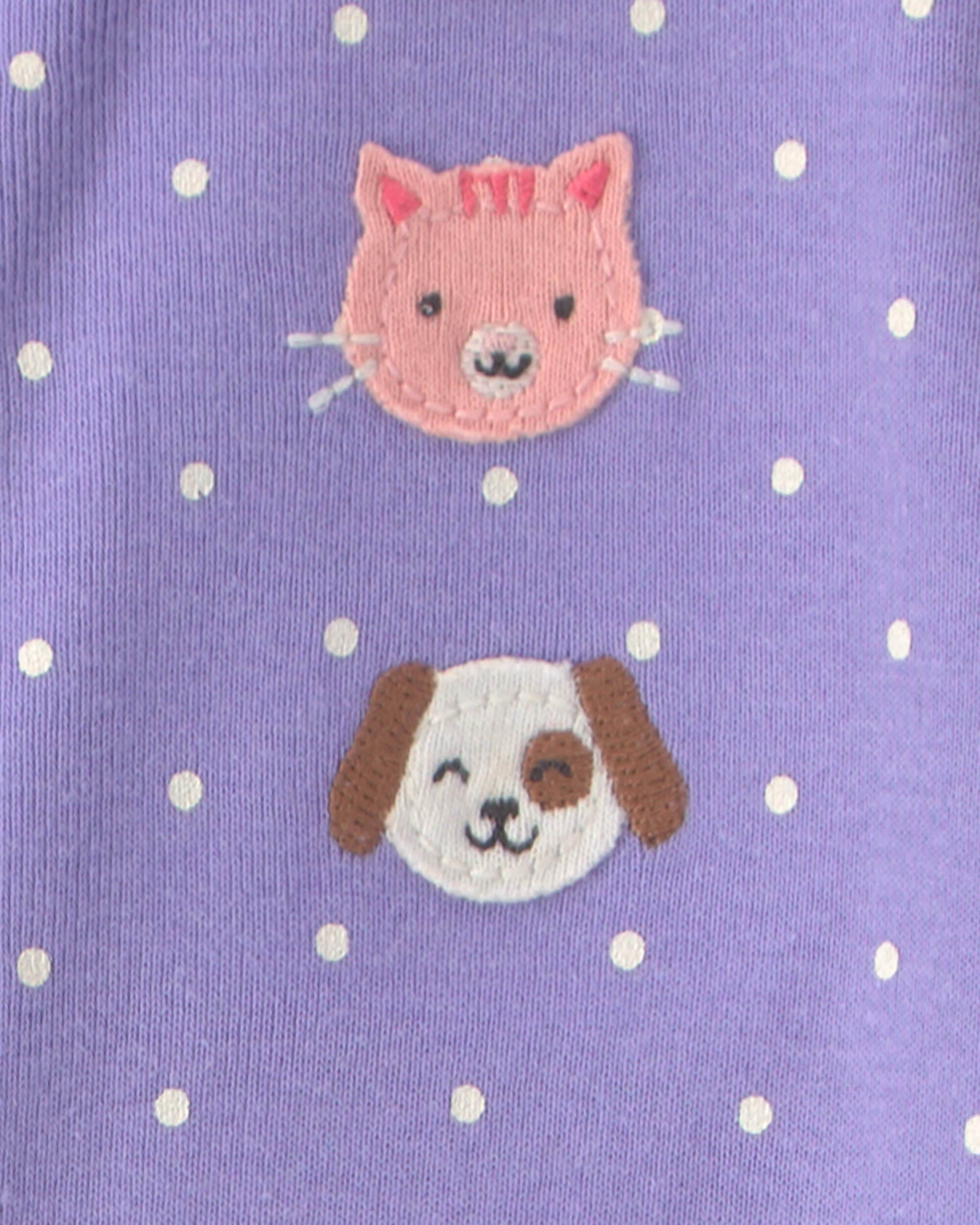 Toddler Girl 1-Piece Pets 100% Cotton Snug Fit Footed Pyjama - Purple