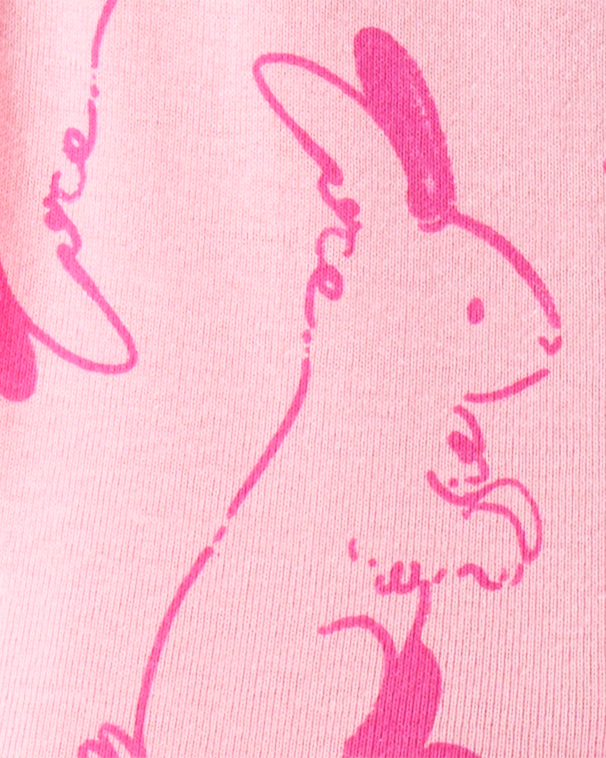 Baby Girl Bunny 100% Cotton Snug Fit 2-Way Zip Footie 1-Piece Pyjamas - Pink