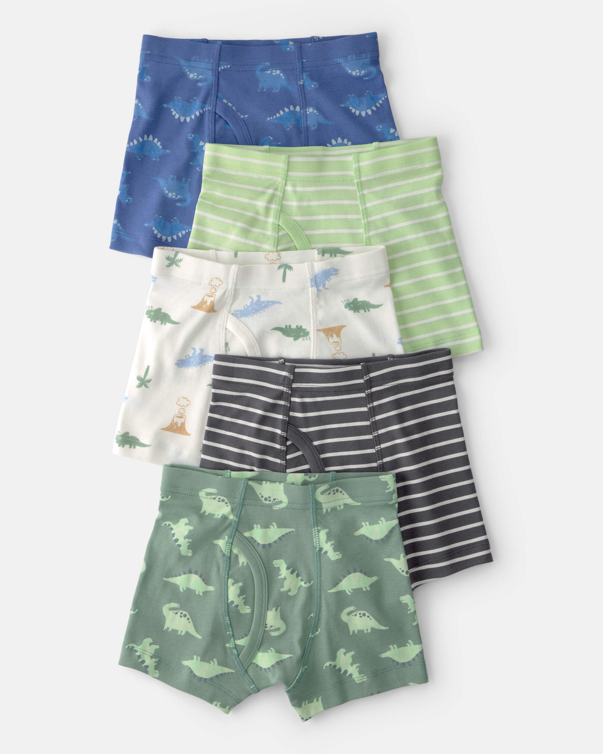 Toddler Boy 5-Pack Dino Boxer Brief Underwear - Green/Blue