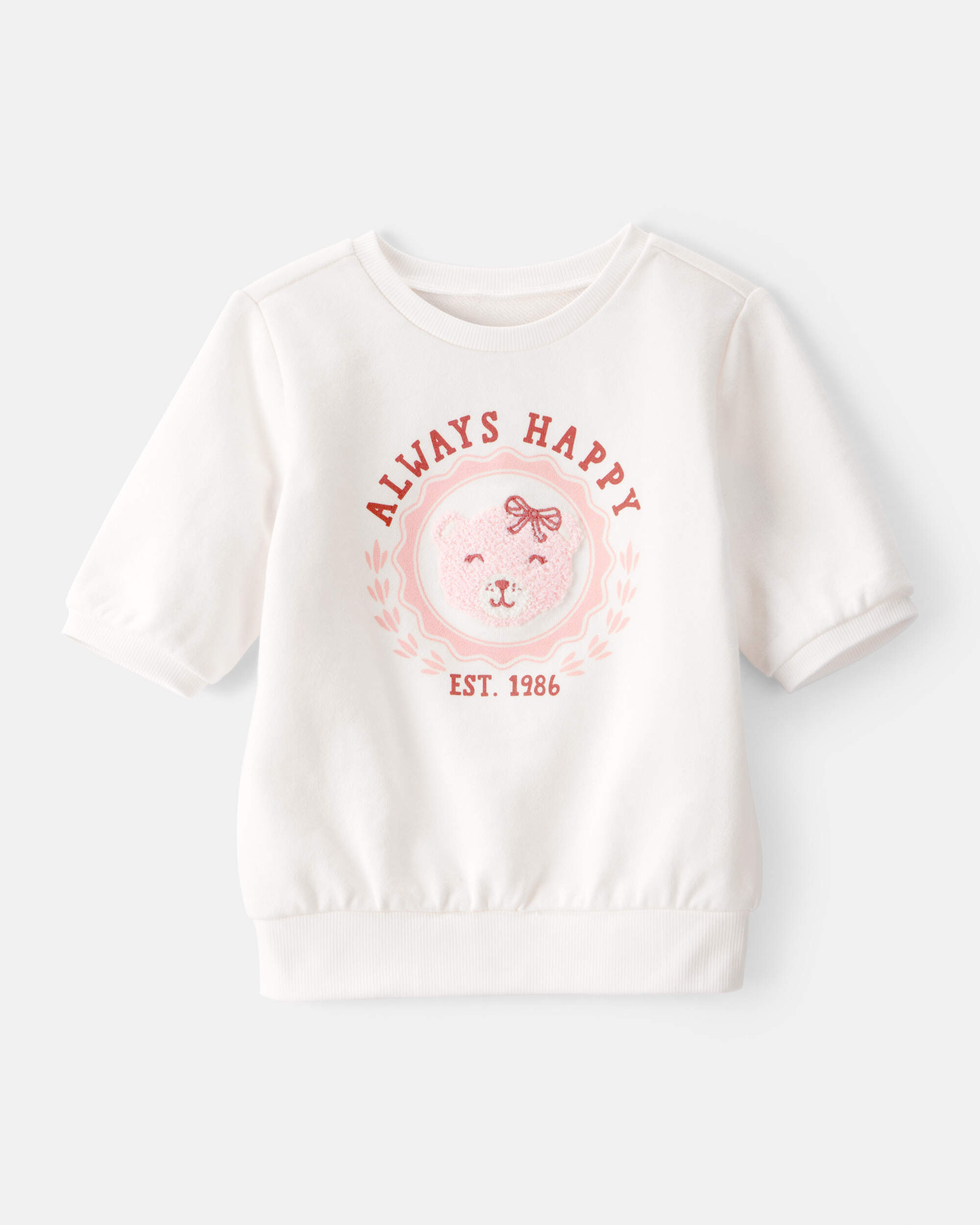 Toddler Girl Always Happy French Terry Short-Sleeve Top - Ivory