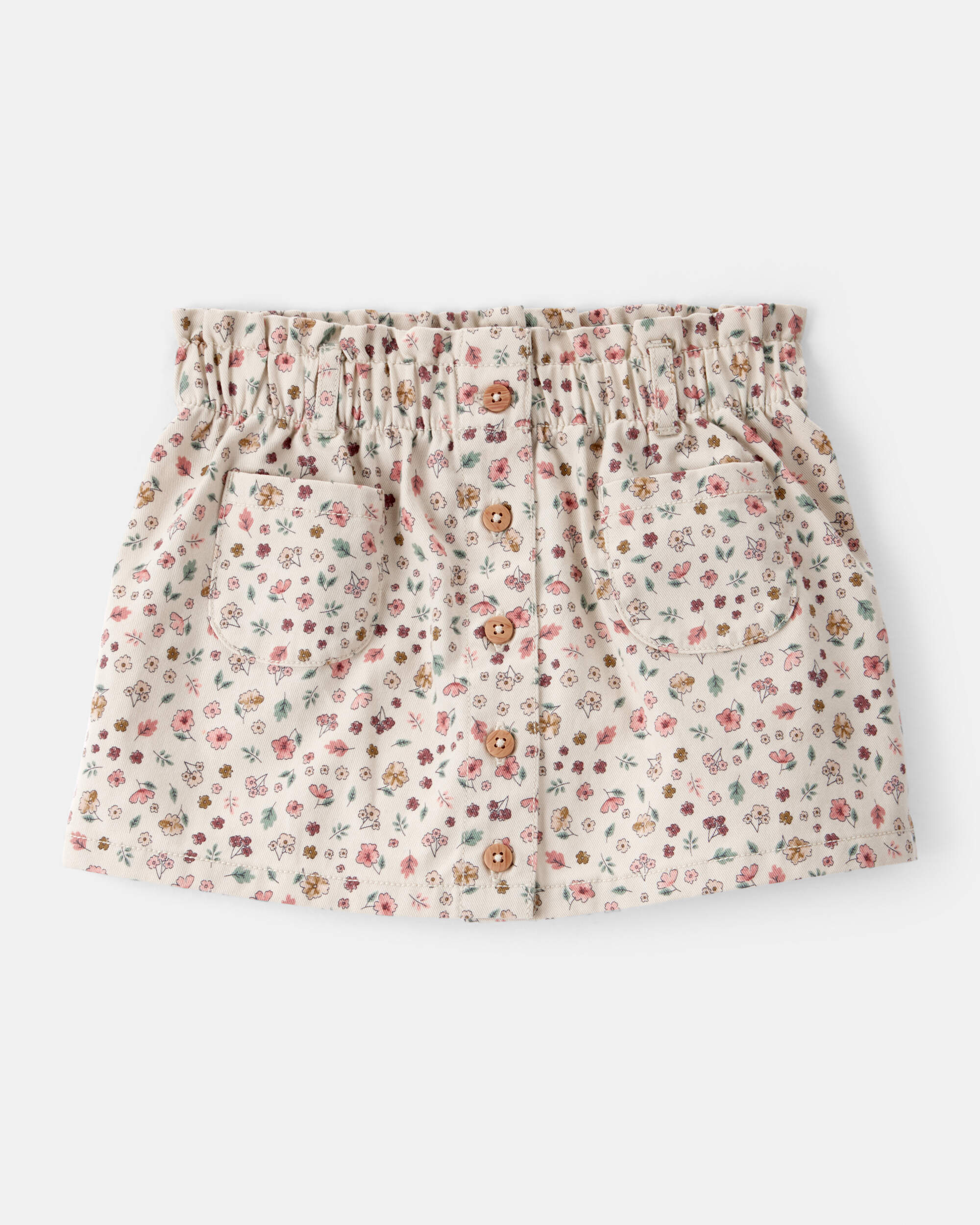 Toddler Girl Floral Print Cotton Skirt - White