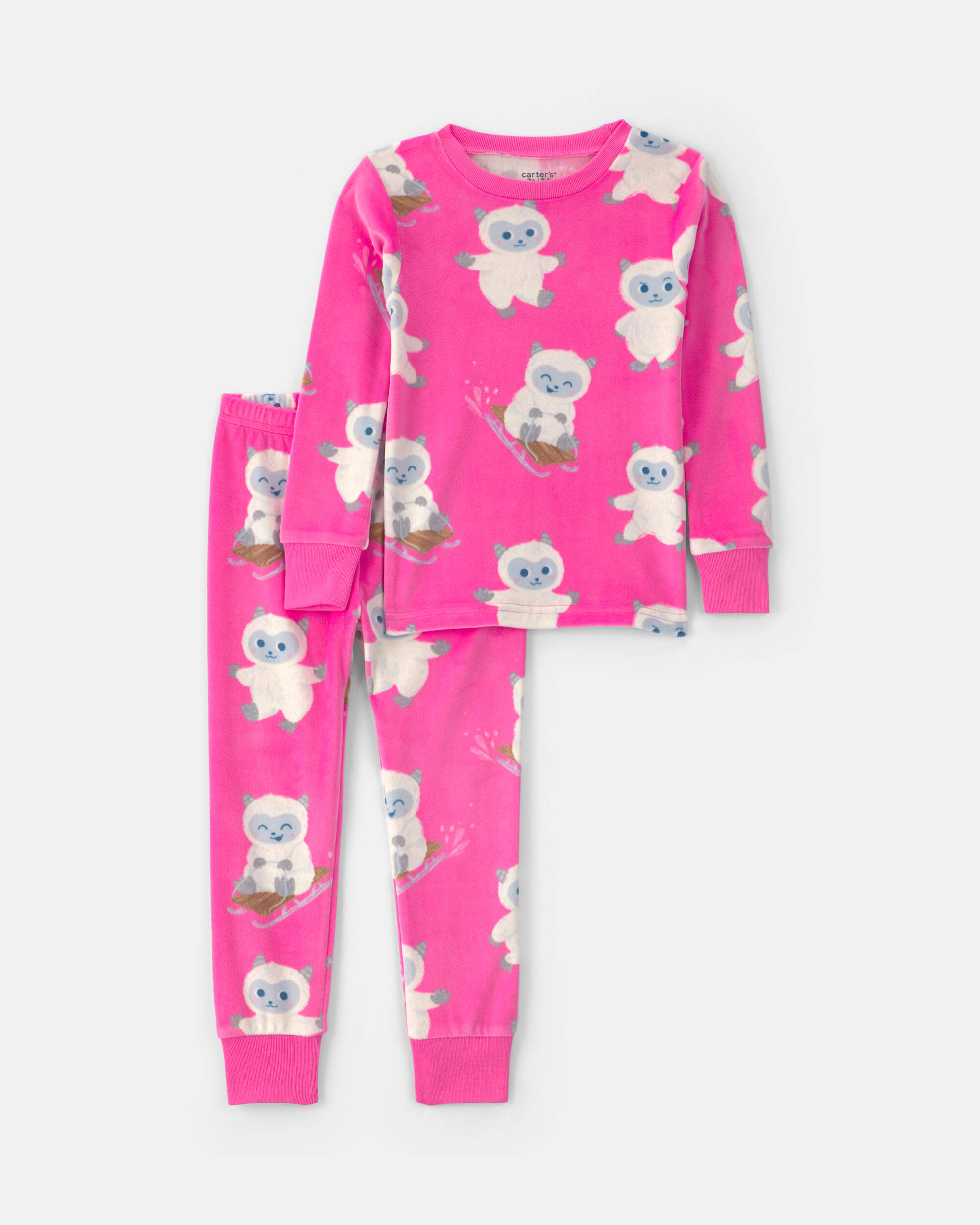 Toddler Girl 2-Piece Dream Plush Yeti Snug Fit Pyjama Set - Pink
