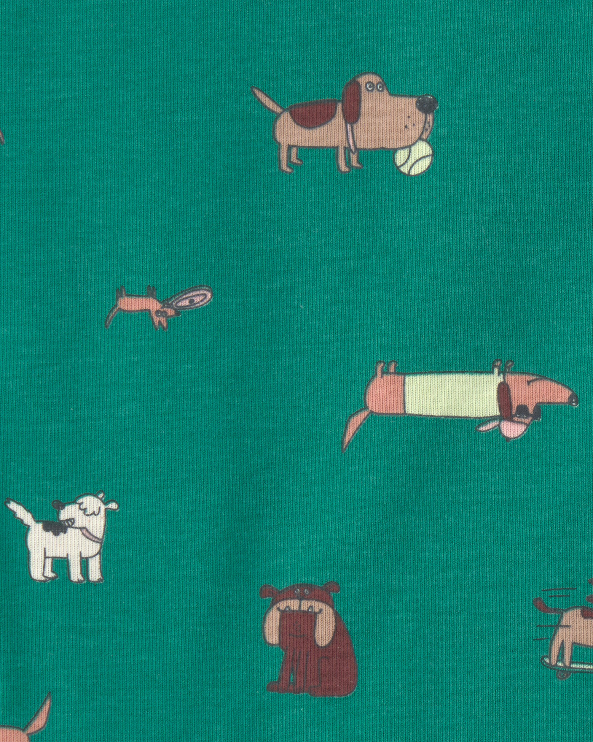 Baby Boy Skateboard Dog Cotton Short-Sleeve Snug Fit 4-Piece pyjama Set - Green