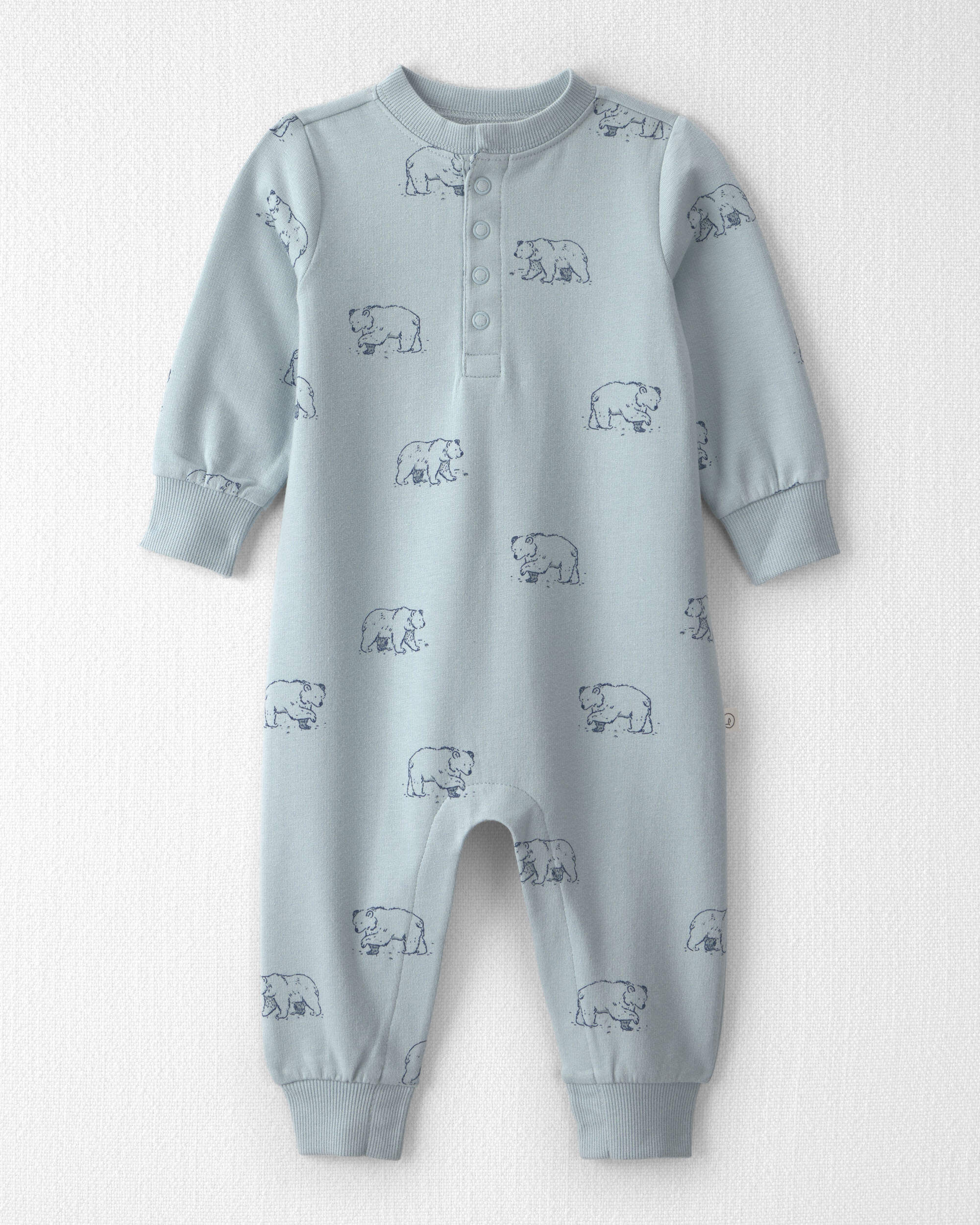 Baby Organic Cotton French Terry Jumpsuit Blue Bears