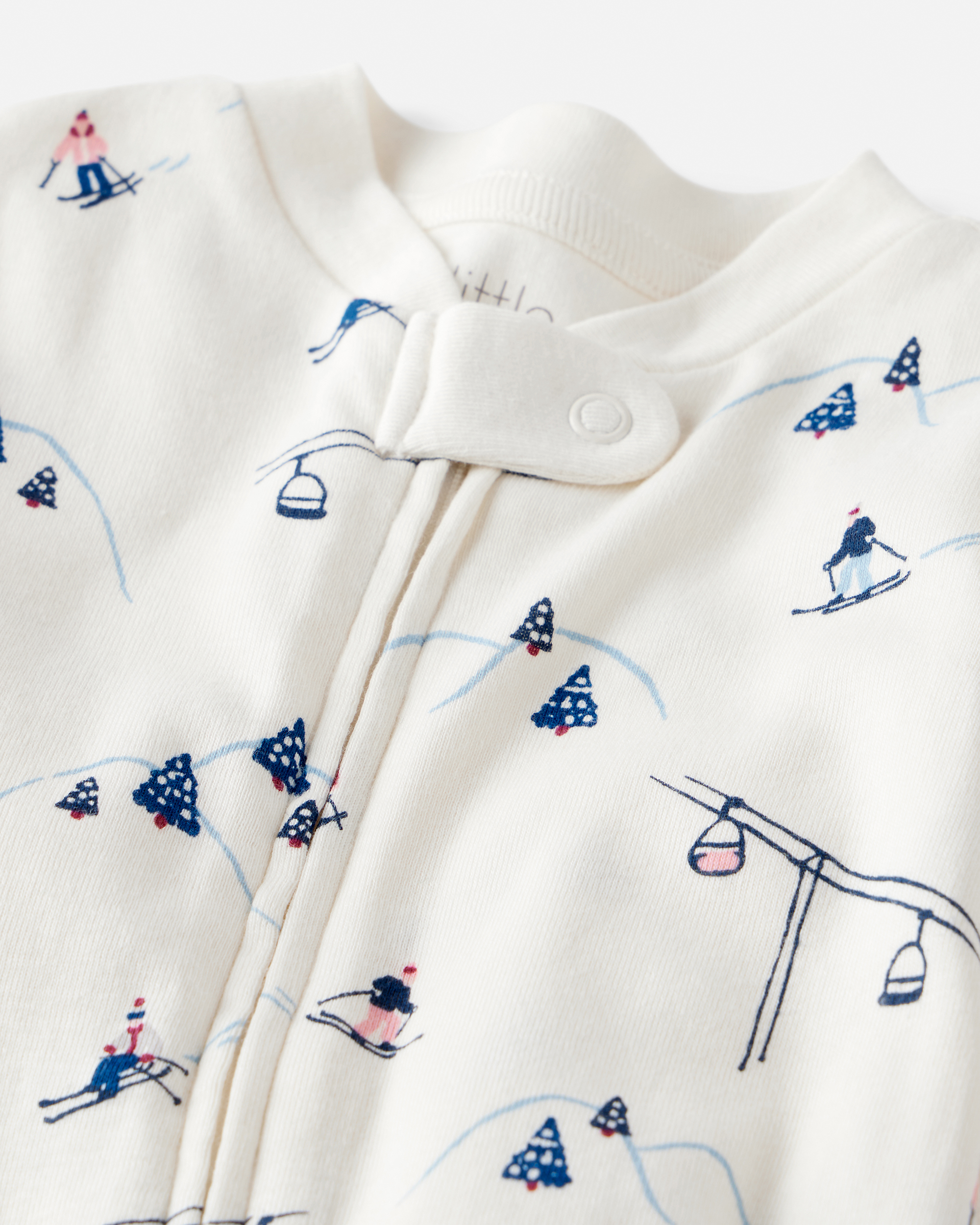 Baby Organic Cotton Sleep & Play Pyjamas Snowy Slopes Print