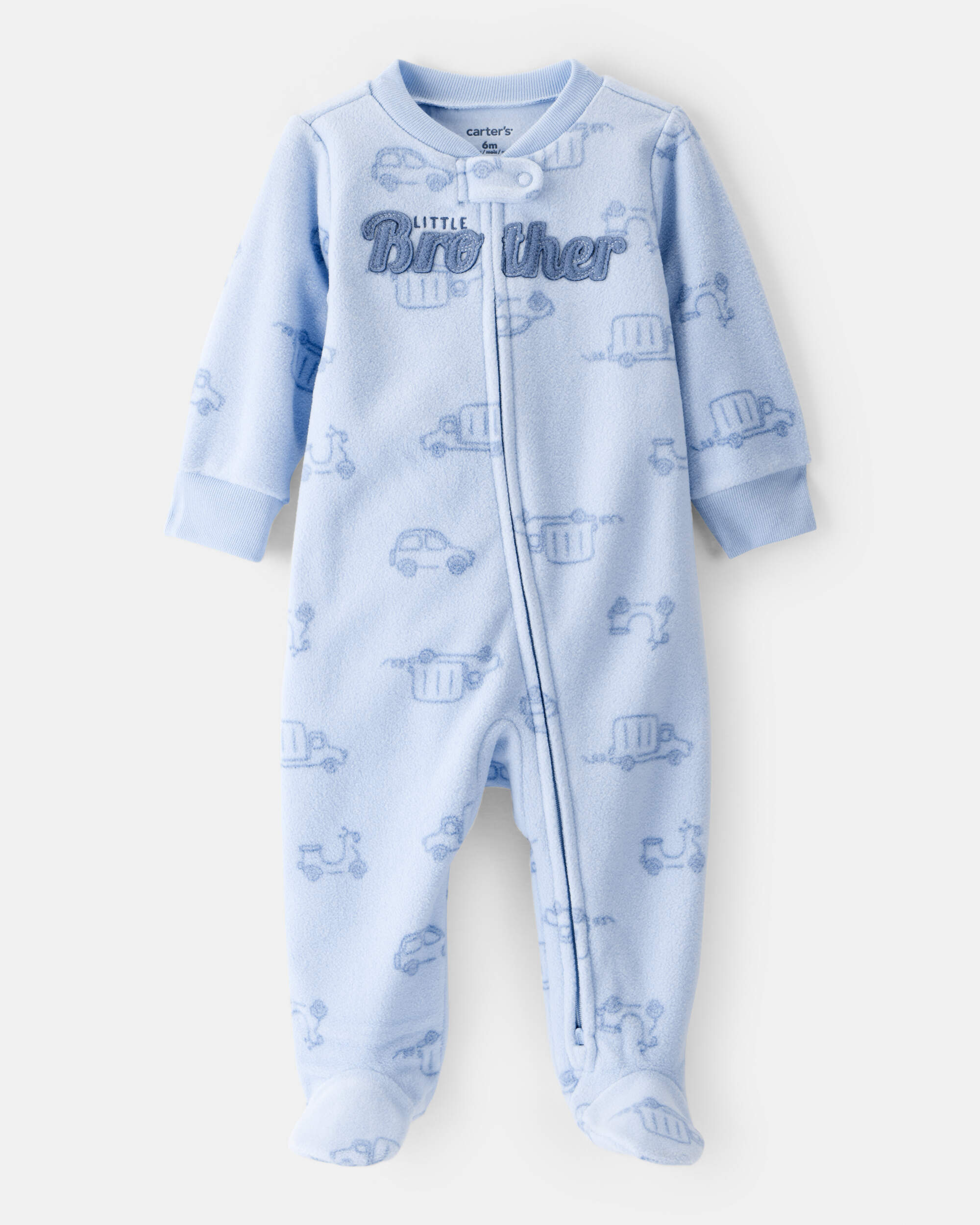 Baby Boy Firetruck Print Loose Fit Long-Sleeve Sleeper - Blue