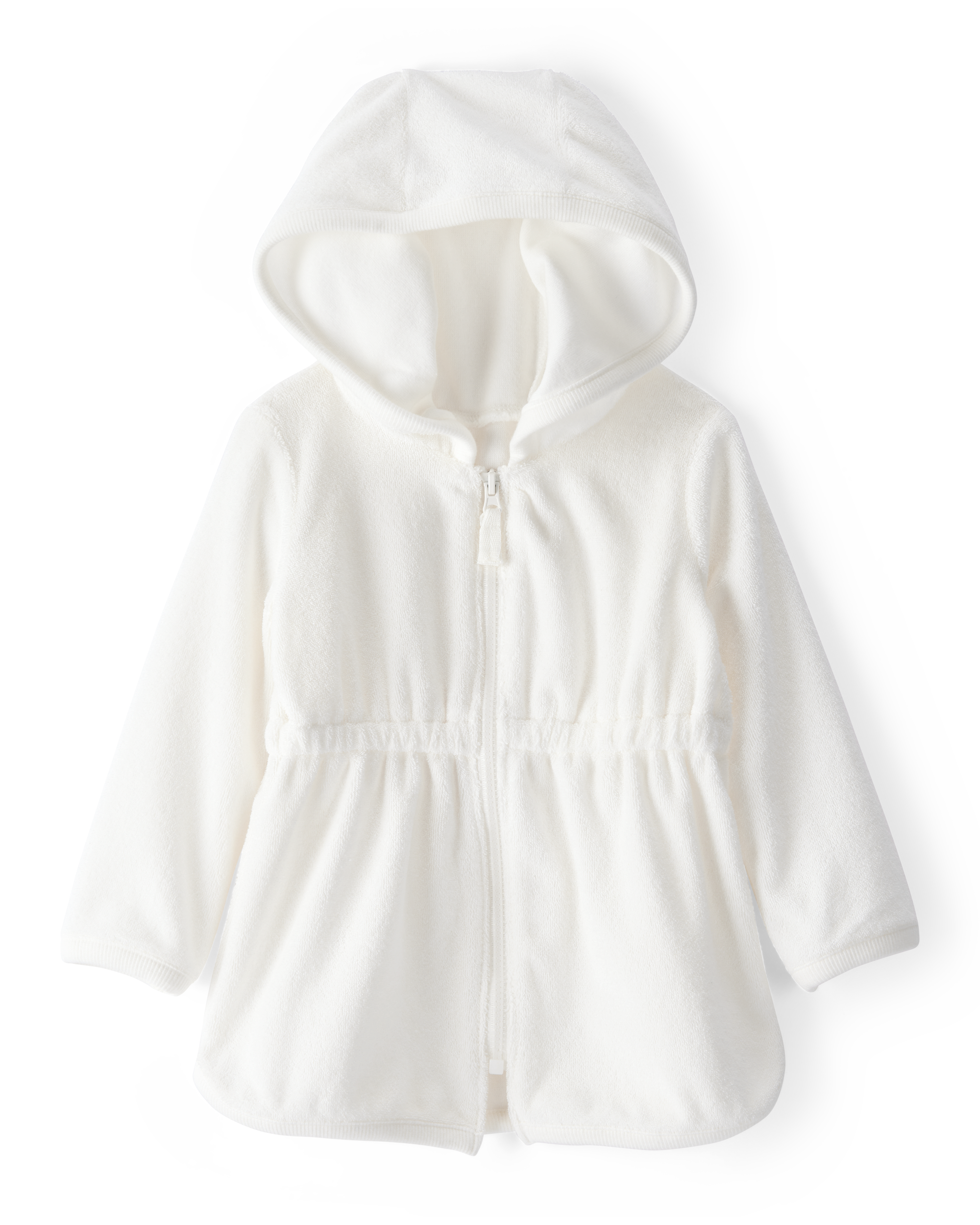Baby Girl Hooded Terry Cloth Swim Cover-Up Dress - White